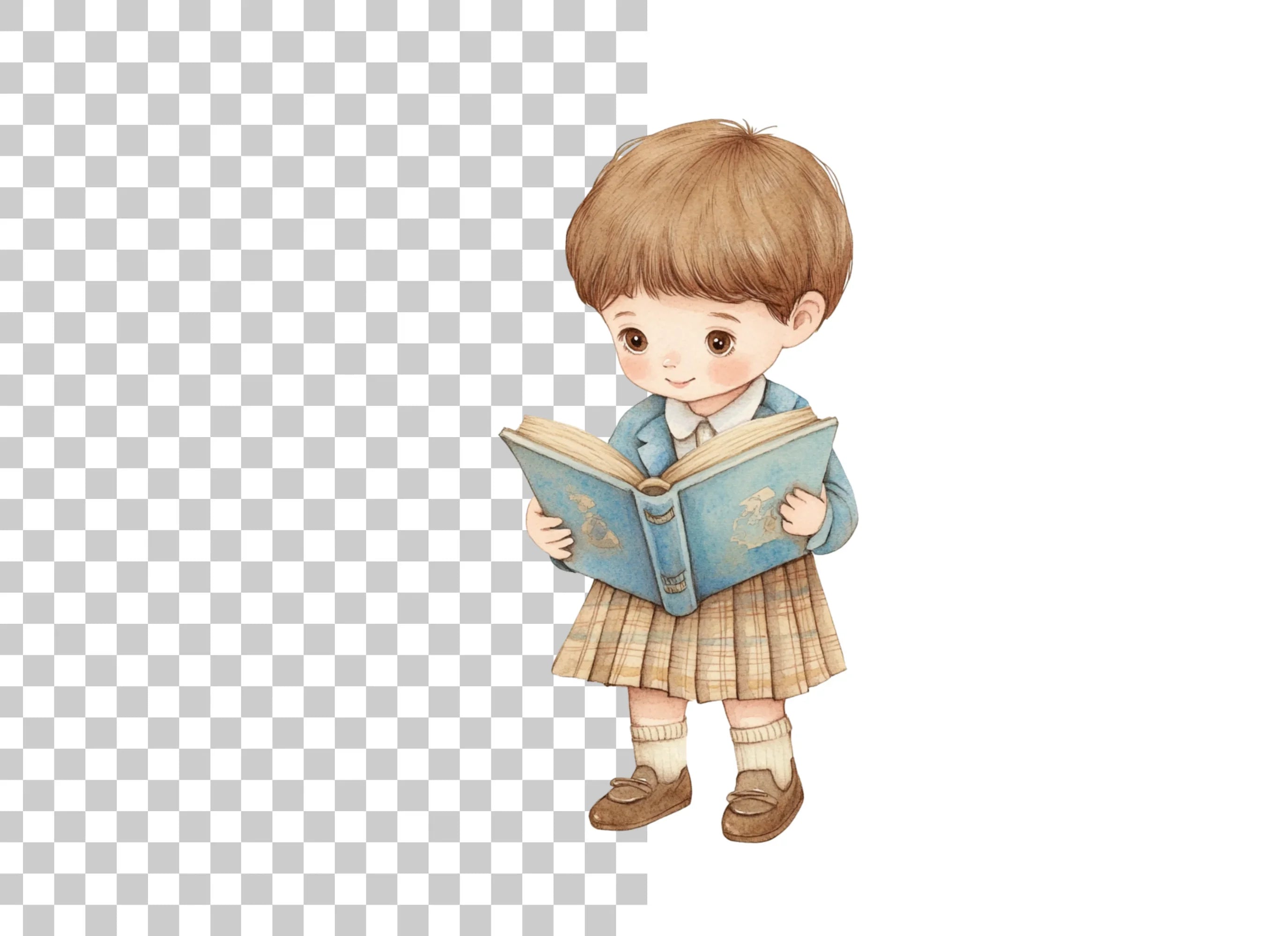 Cute Kids Reading Books Clipart Bundle