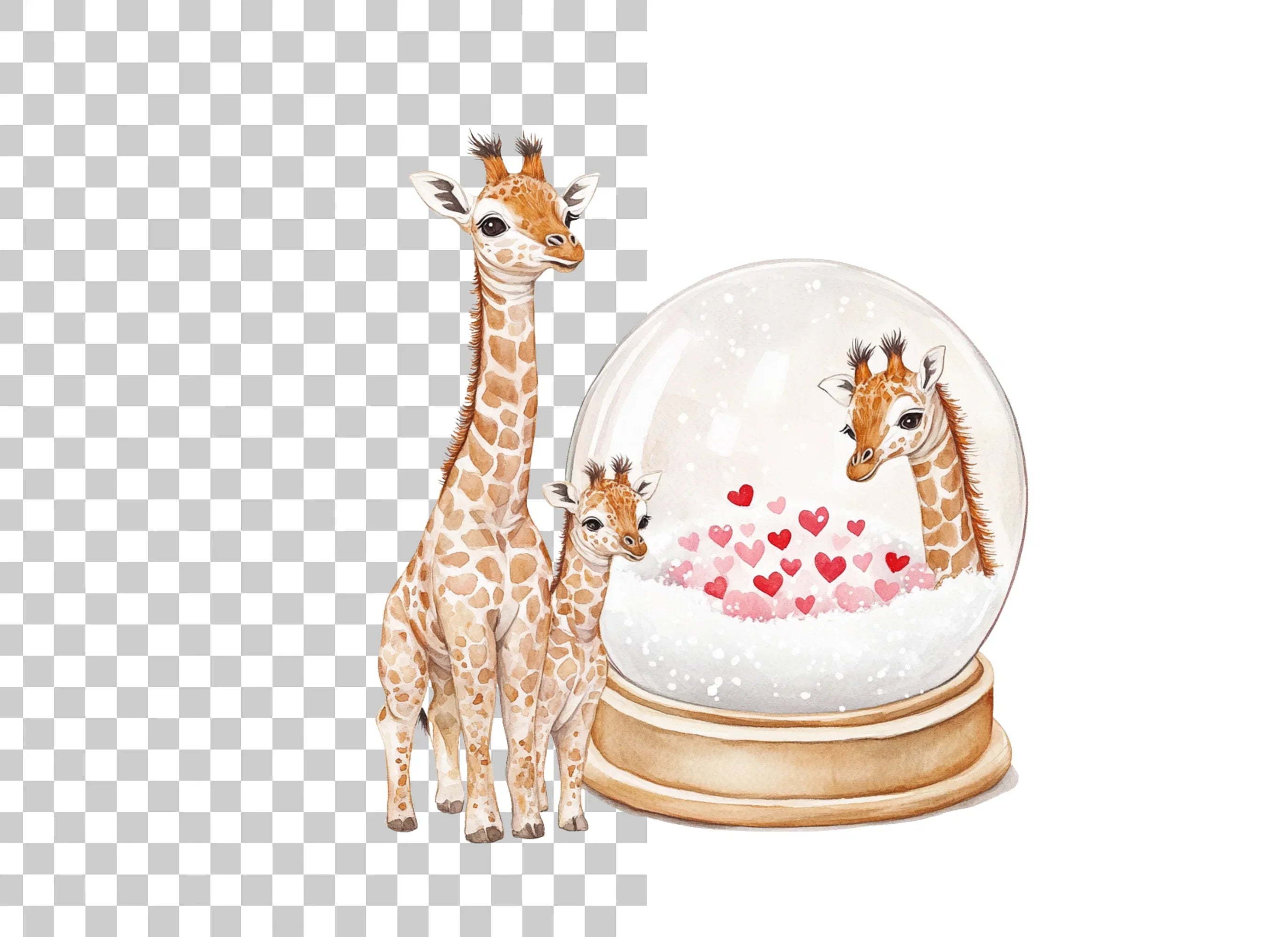 Giraffe Love Snow Globe Clipart Bundle