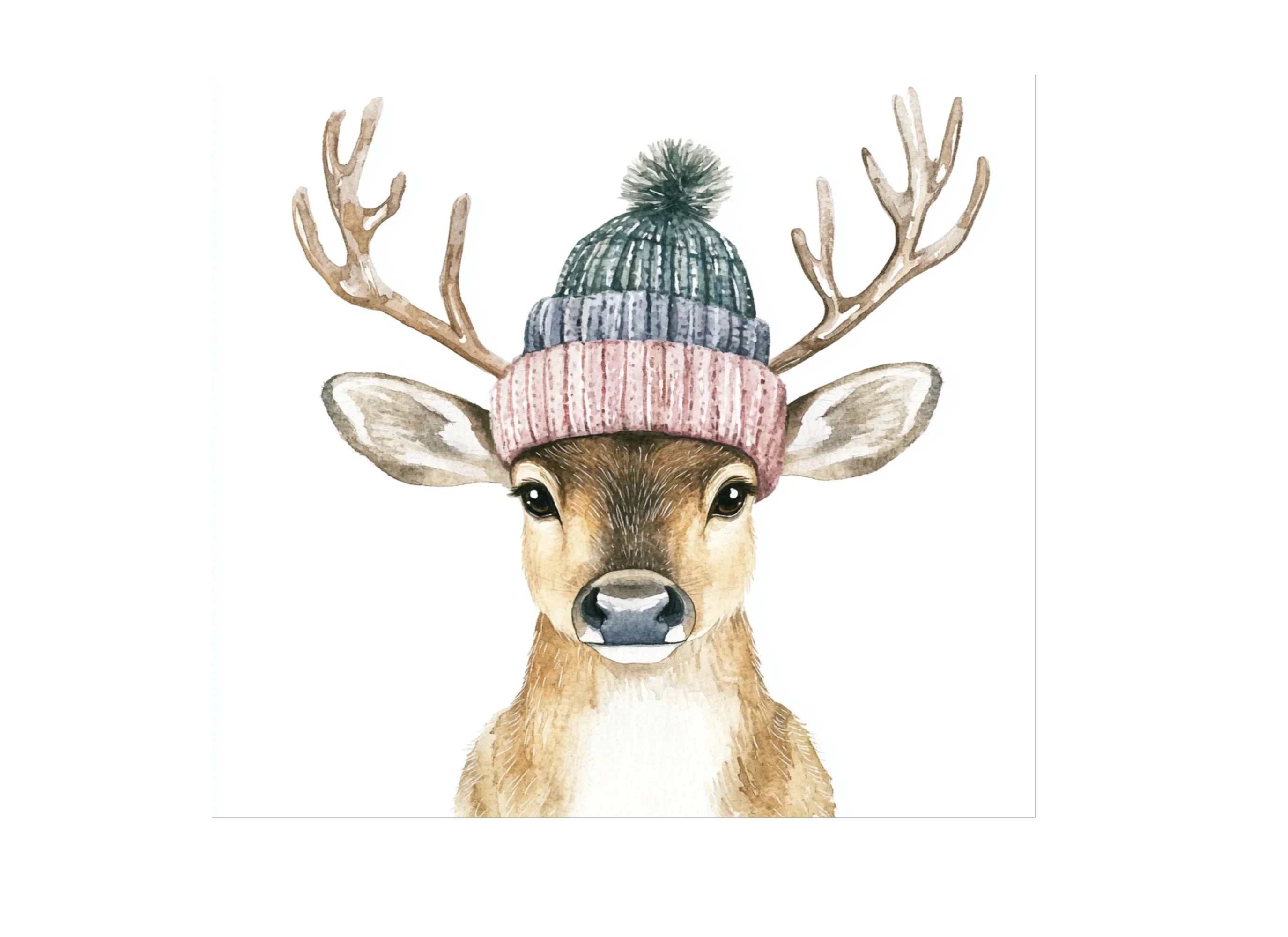 Cute Reindeer with Winter Hats Clipart Bundle