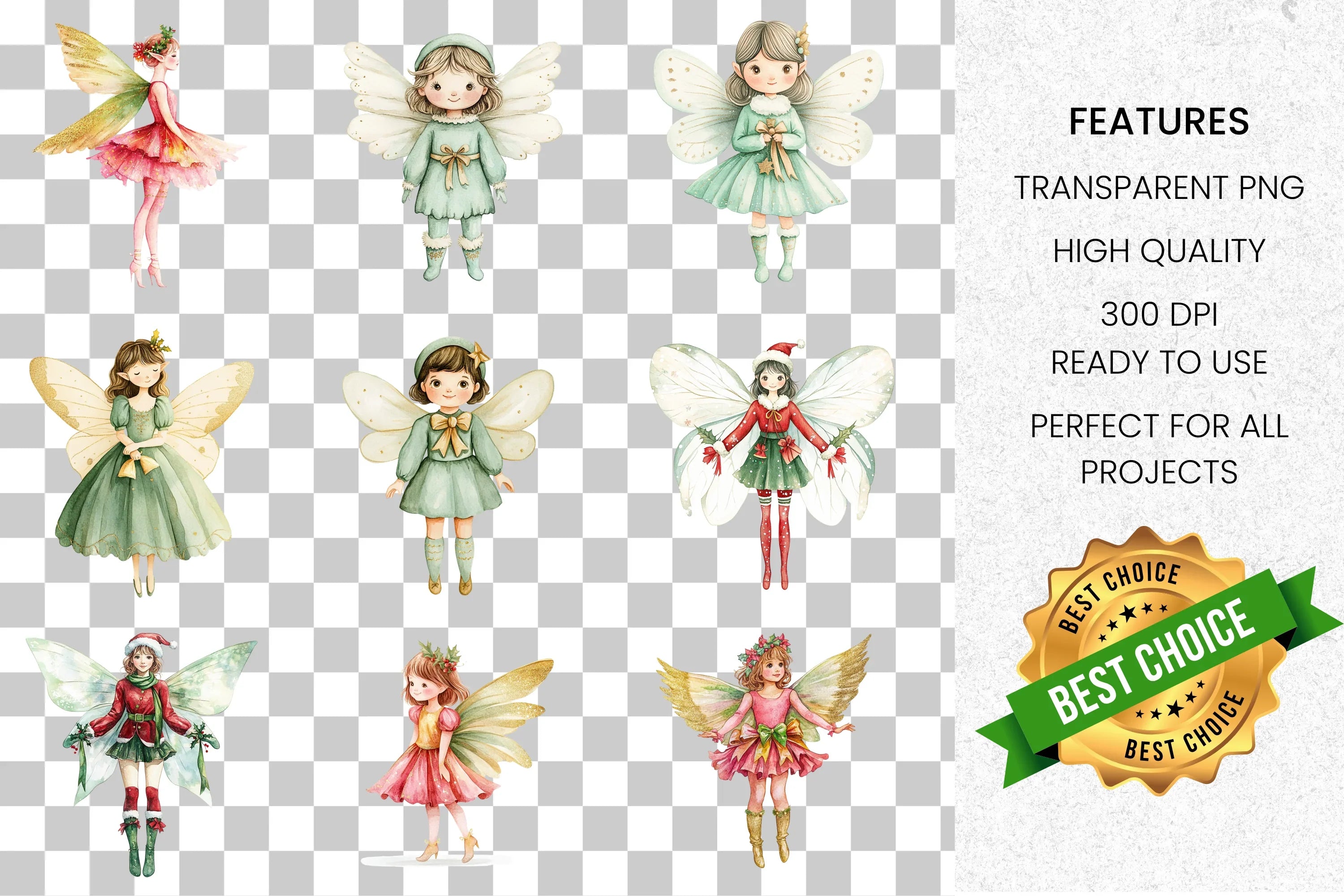 Cute Fairy Clipart Bundle