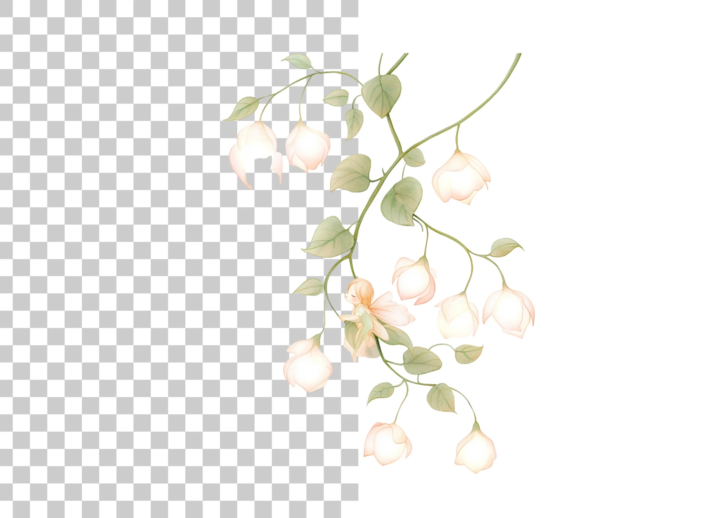 Enchanted Fairy and Moon Floral Clipart Bundle