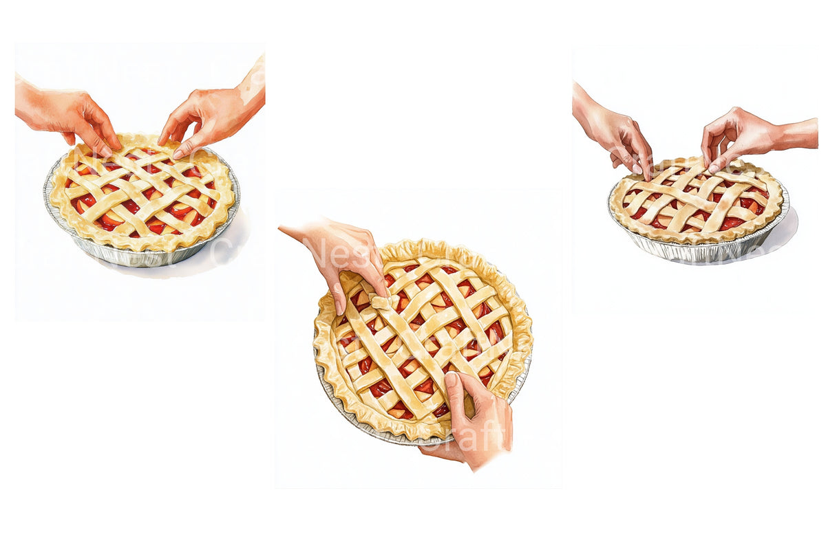 Hands Making Apple Pie Lattice Clipart Bundle