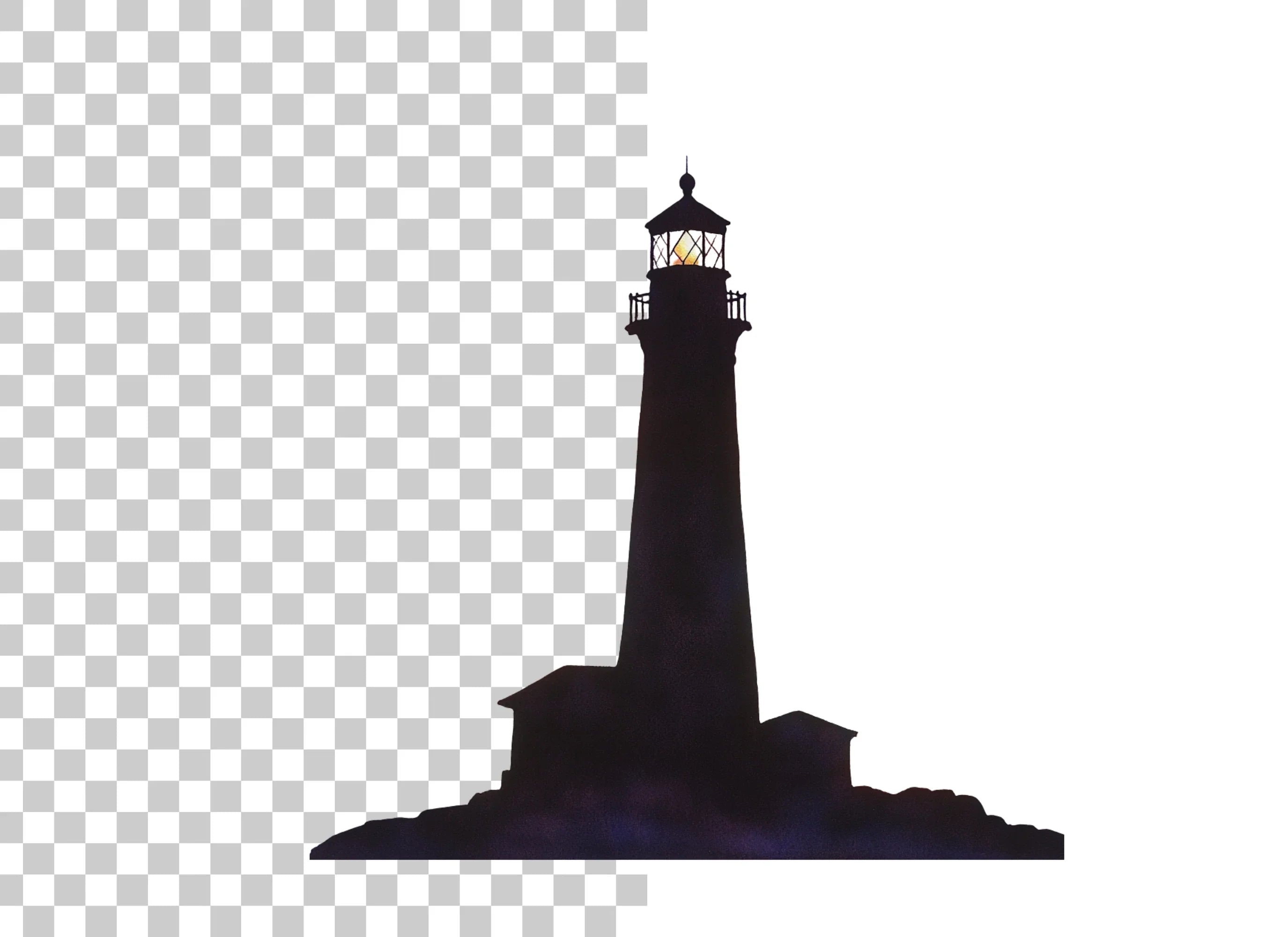 Night Lighthouse Silhouette Clipart Bundle
