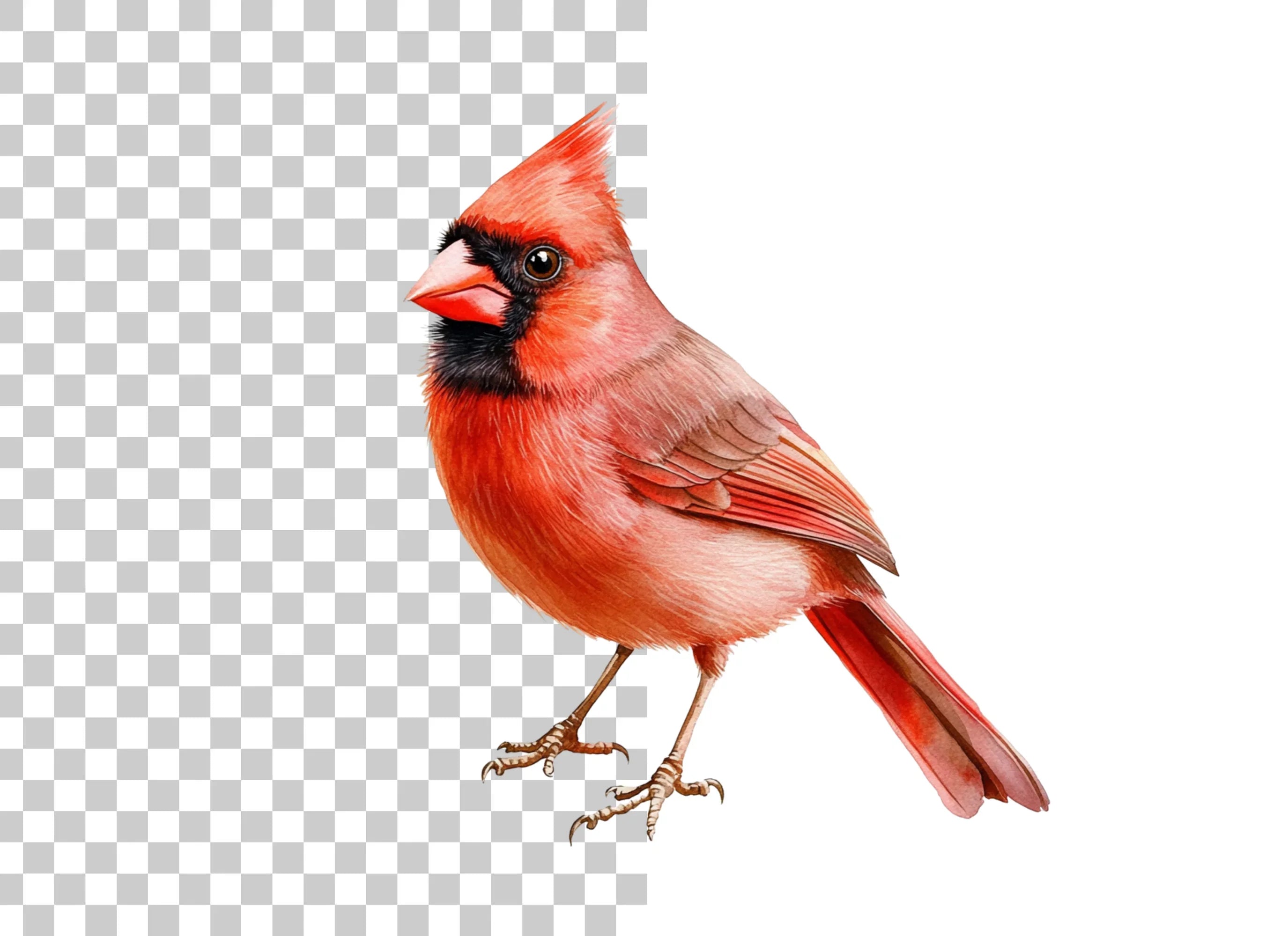 Realistic Red Cardinal Bird Clipart Bundle