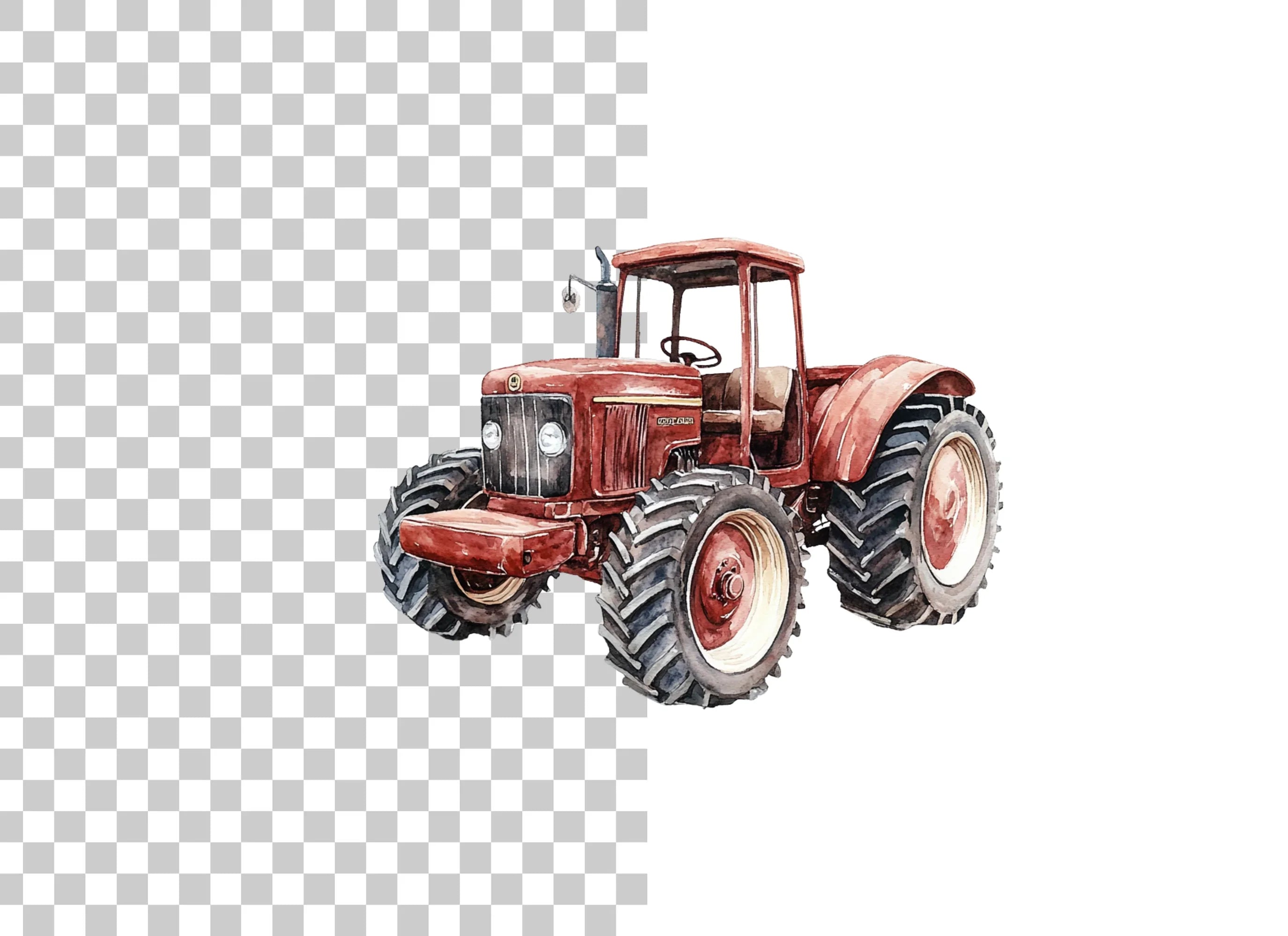 Red Farm Tractor Clipart Bundle