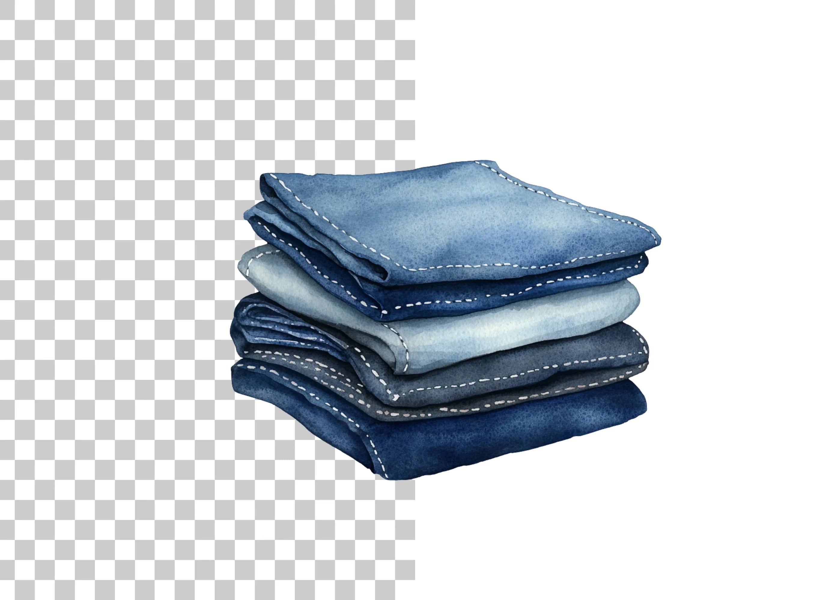 Stack of Folded Denim Clipart Bundle