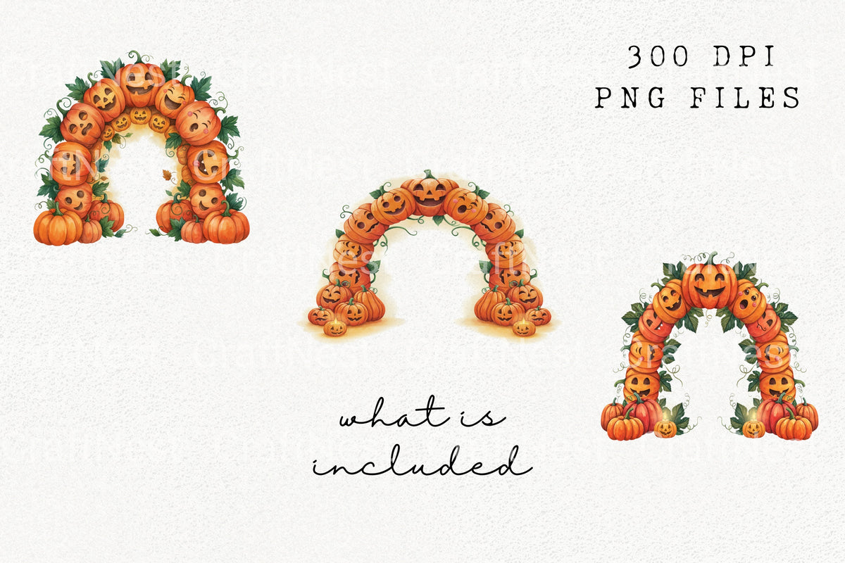 Happy Pumpkin Archway Borders Clipart Bundle
