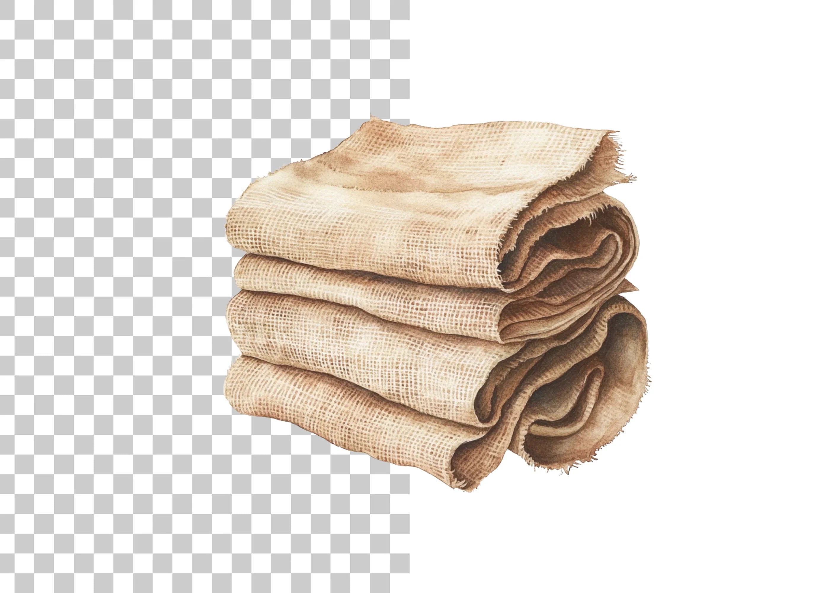 Folded Burlap Cloth Clipart Bundle