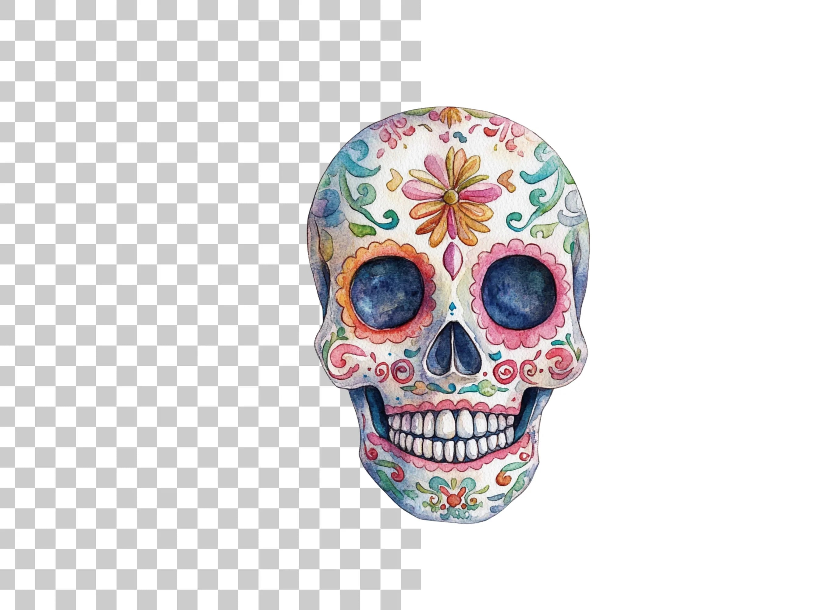 Floral Sugar Skulls Clipart Bundle