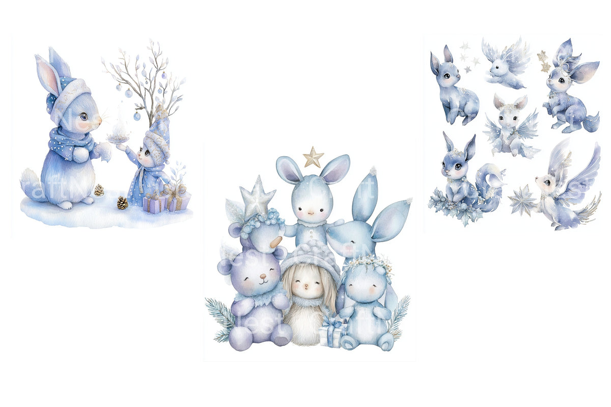 Winter Wonderland Bunny Friends Clipart Bundle