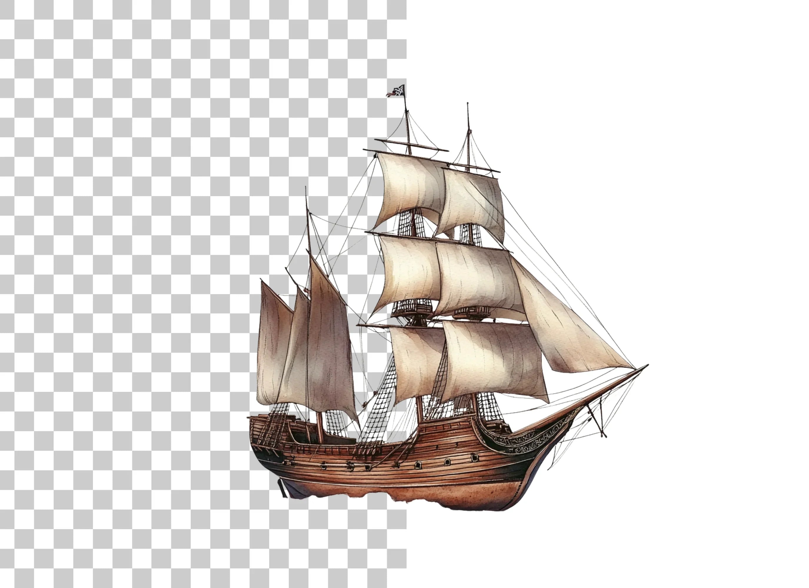 Vintage Sailing Ships Clipart Bundle