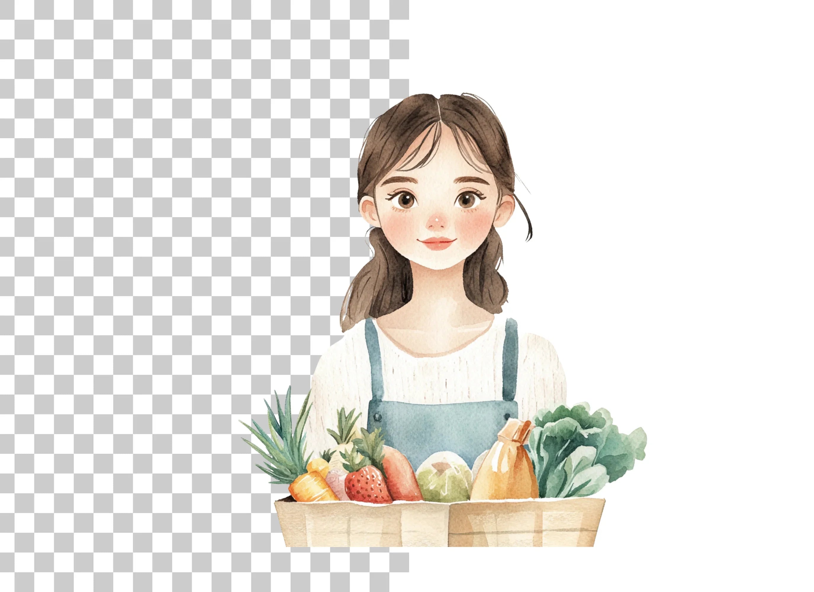 Women with Fresh Produce Clipart Bundle