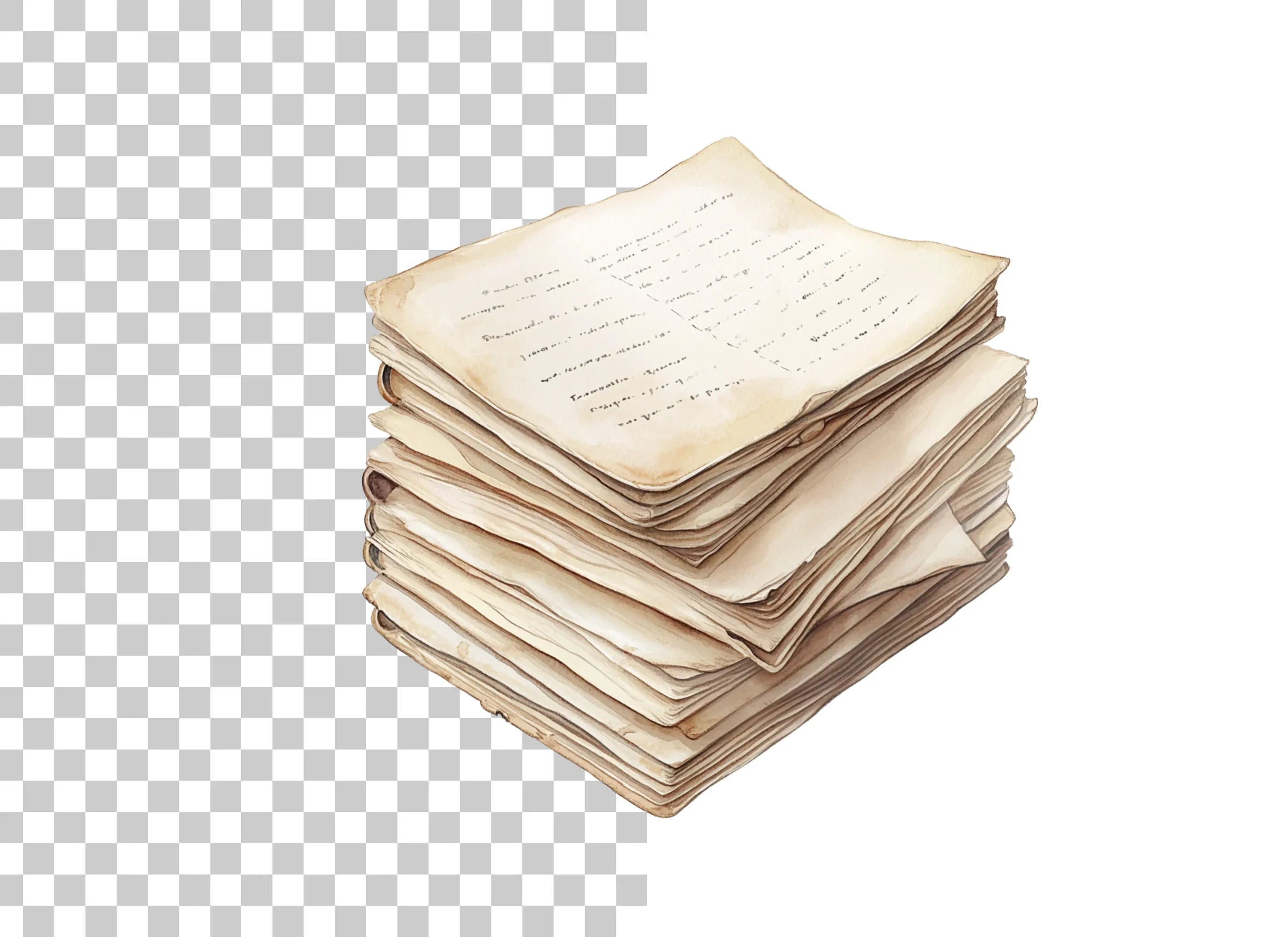 Vintage Stack of Old Papers Clipart Bundle