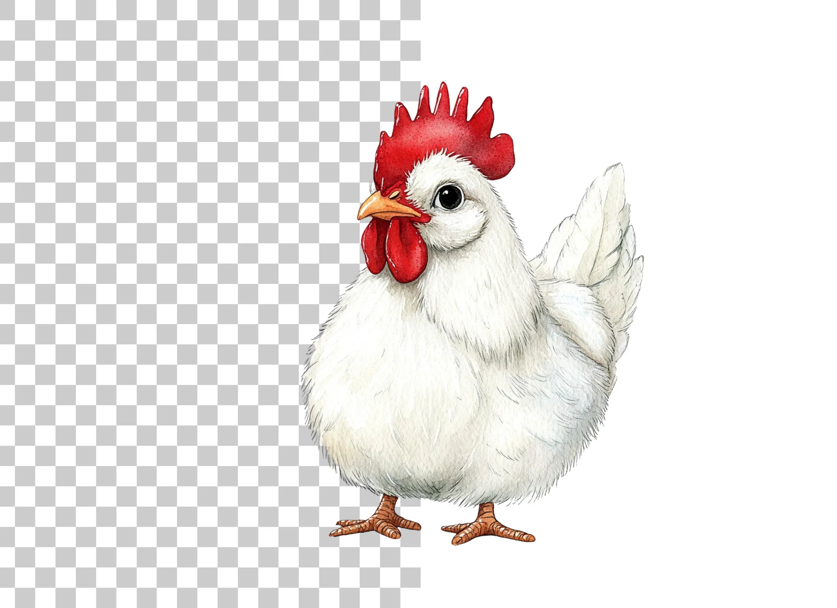 Cute White Rooster Clipart Bundle