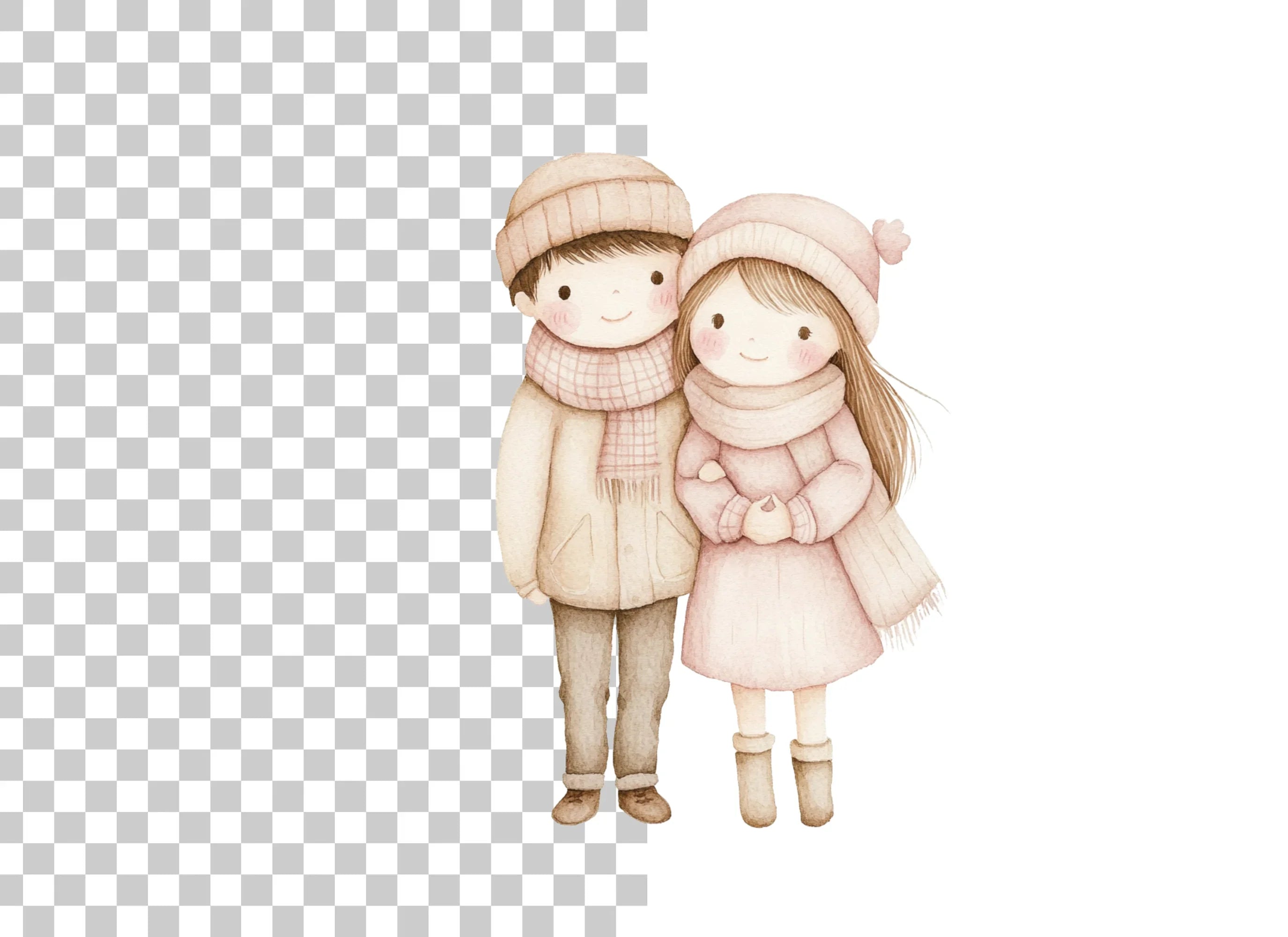 Charming Winter Couple Clipart Bundle