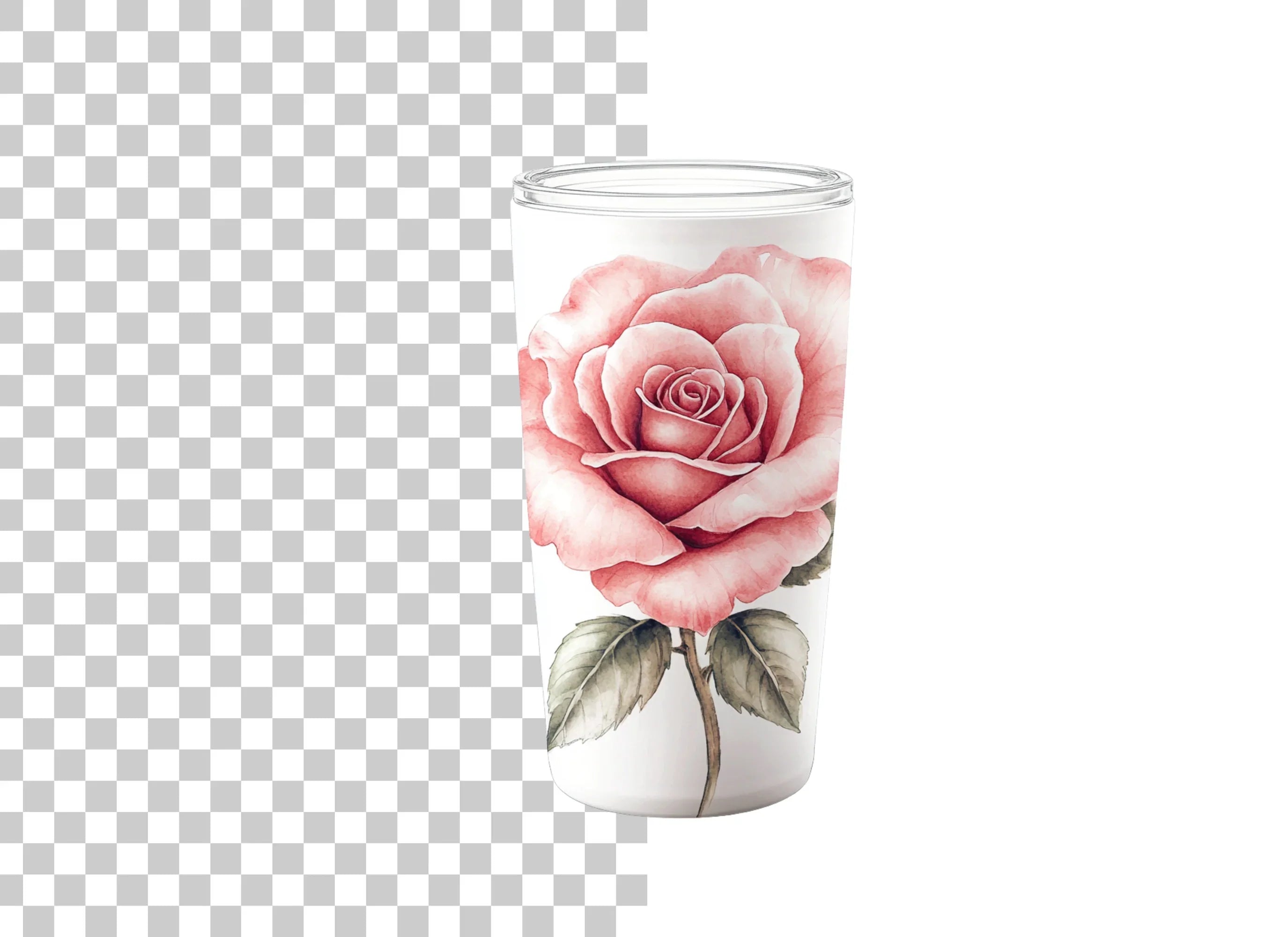 Pink Rose Tumbler Clipart Bundle