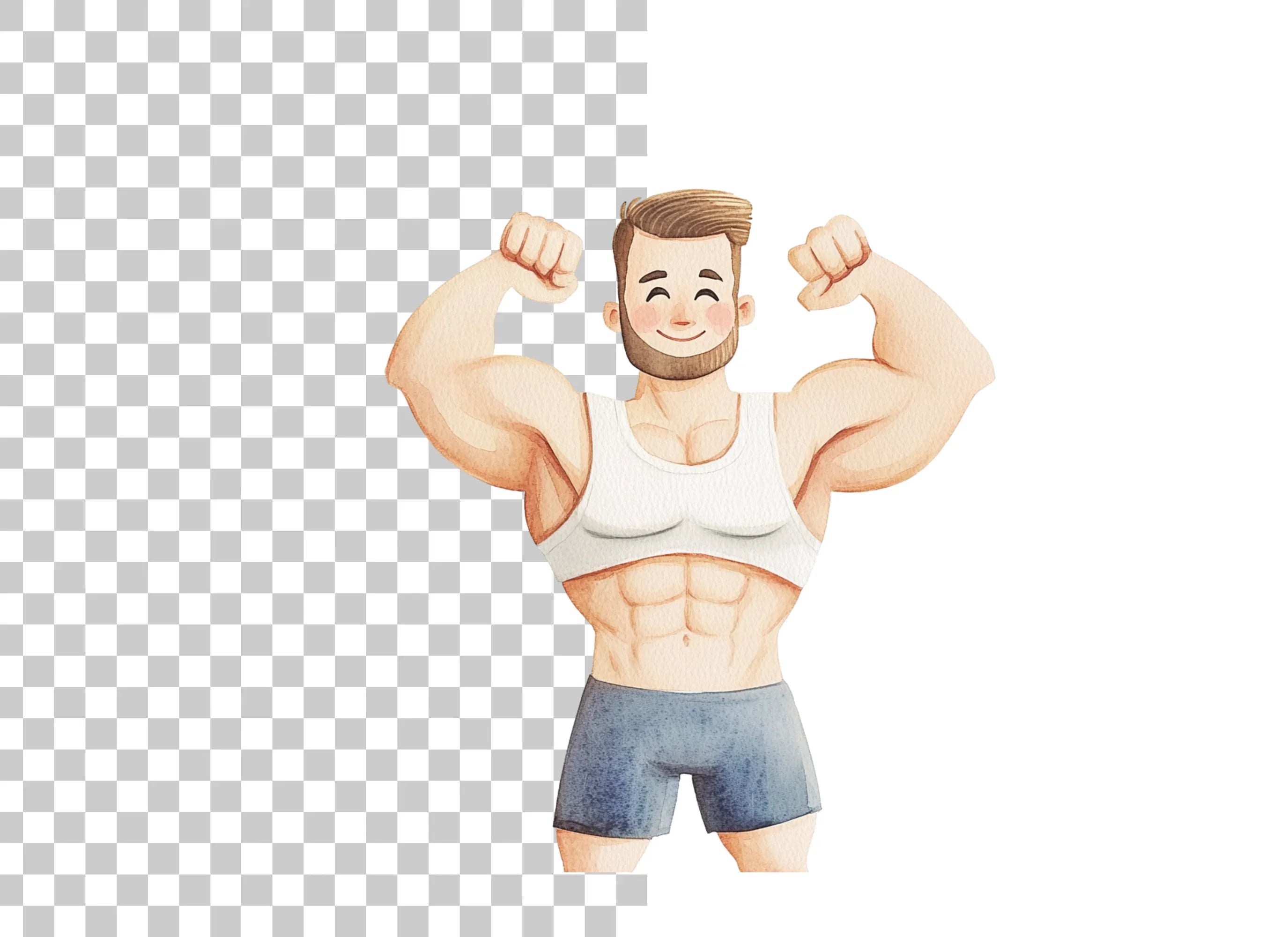 Strong Man Flexing Muscles Clipart Bundle