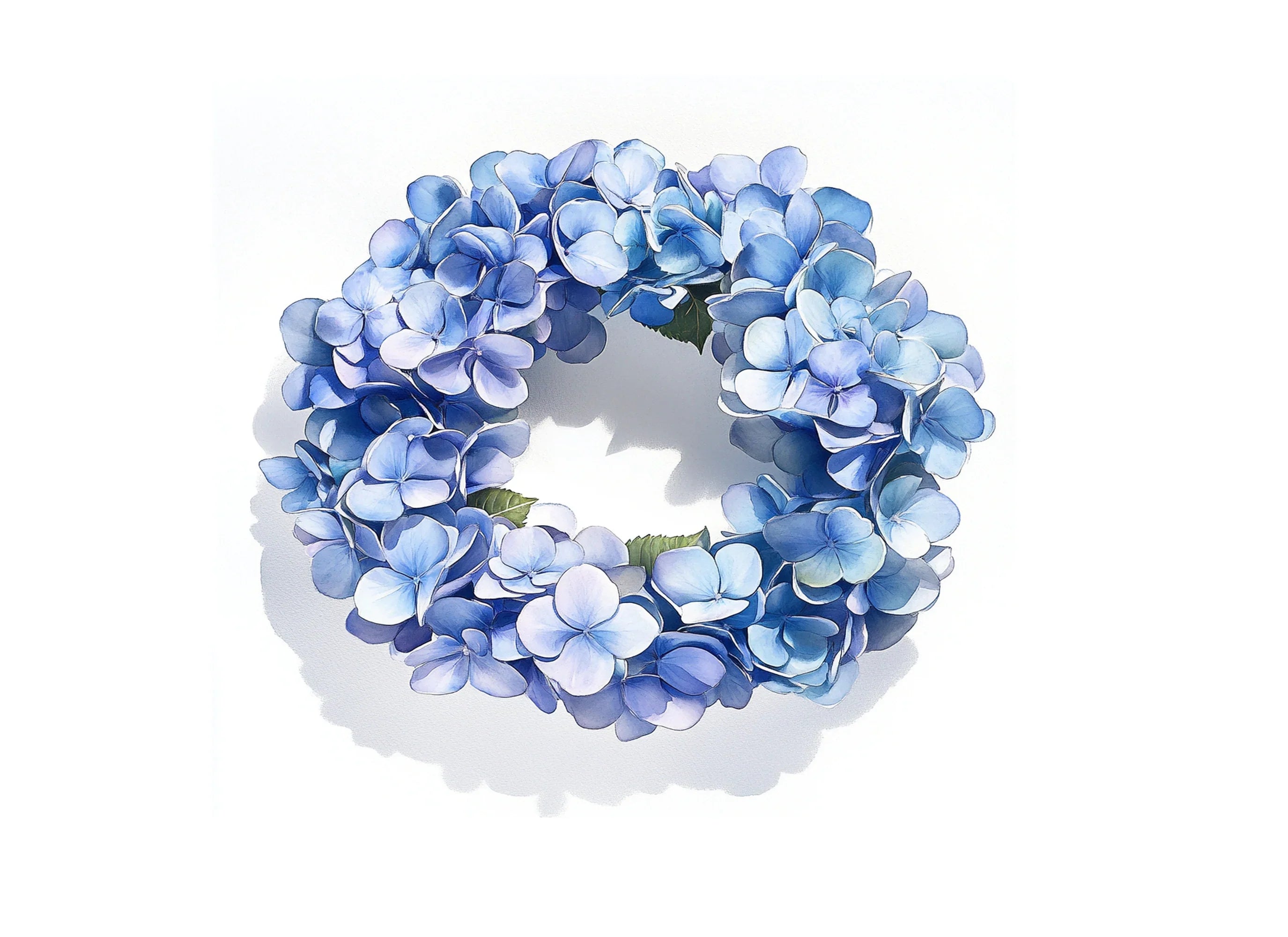 Blue Hydrangea Flower Wreath Clipart Bundle