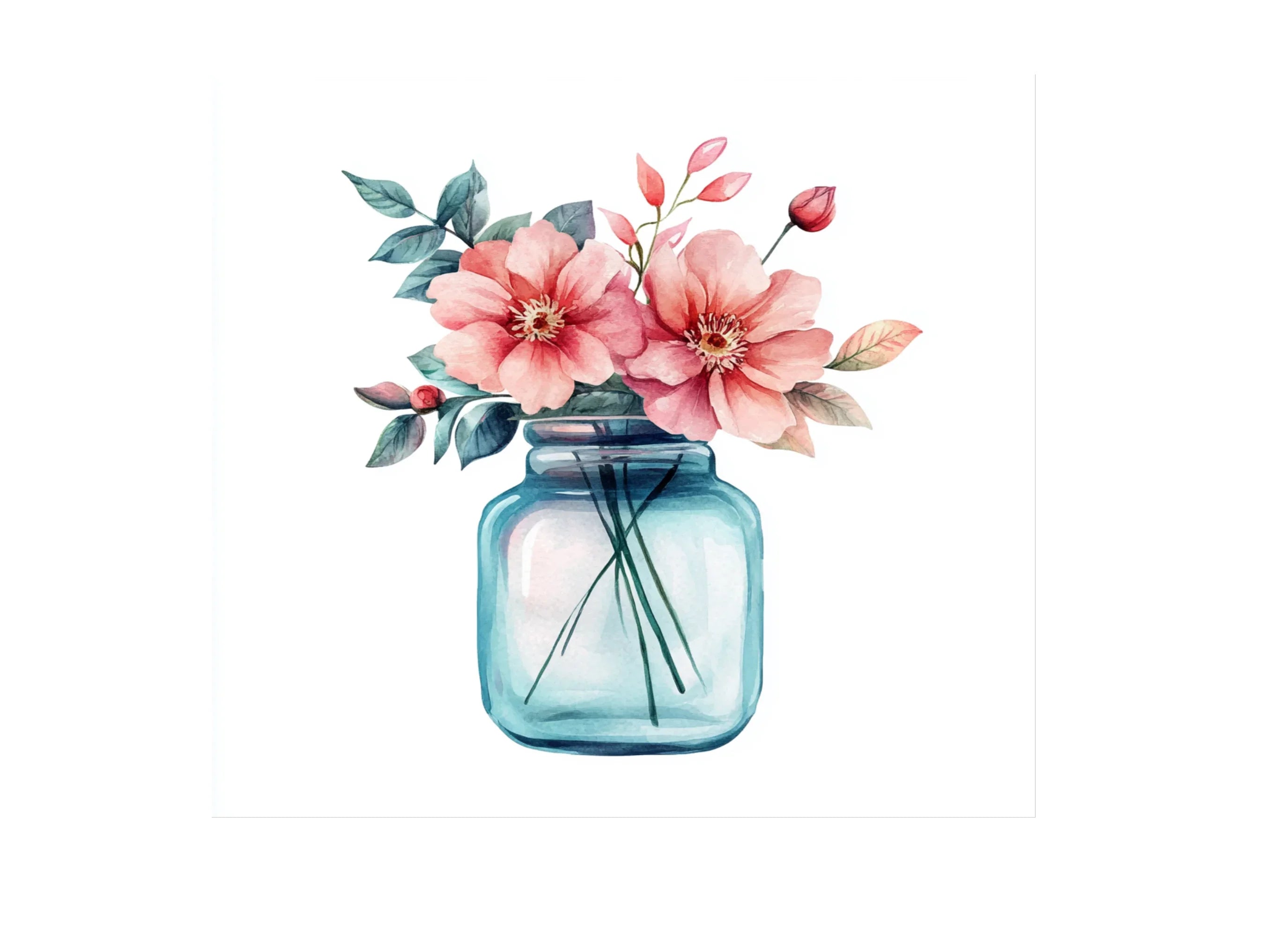 Floral Mason Jar Clipart Bundle