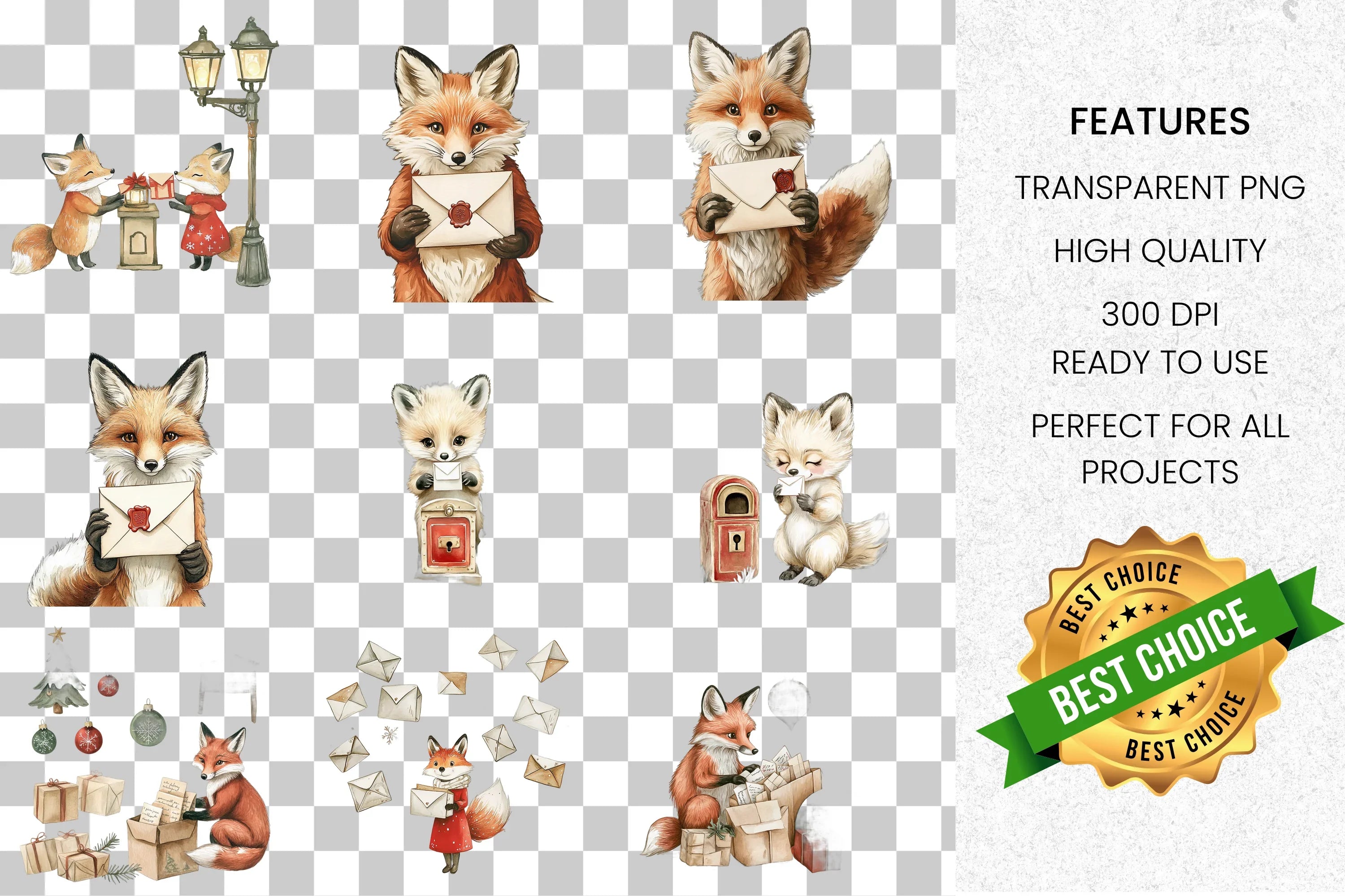 Charming Fox Mail Delivery Clipart Bundle