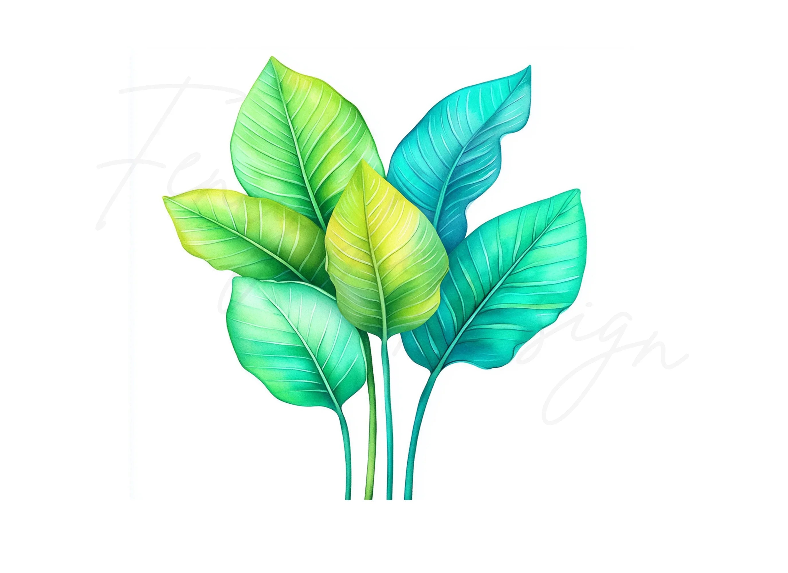 Vibrant Tropical Leaves Clipart Bundle