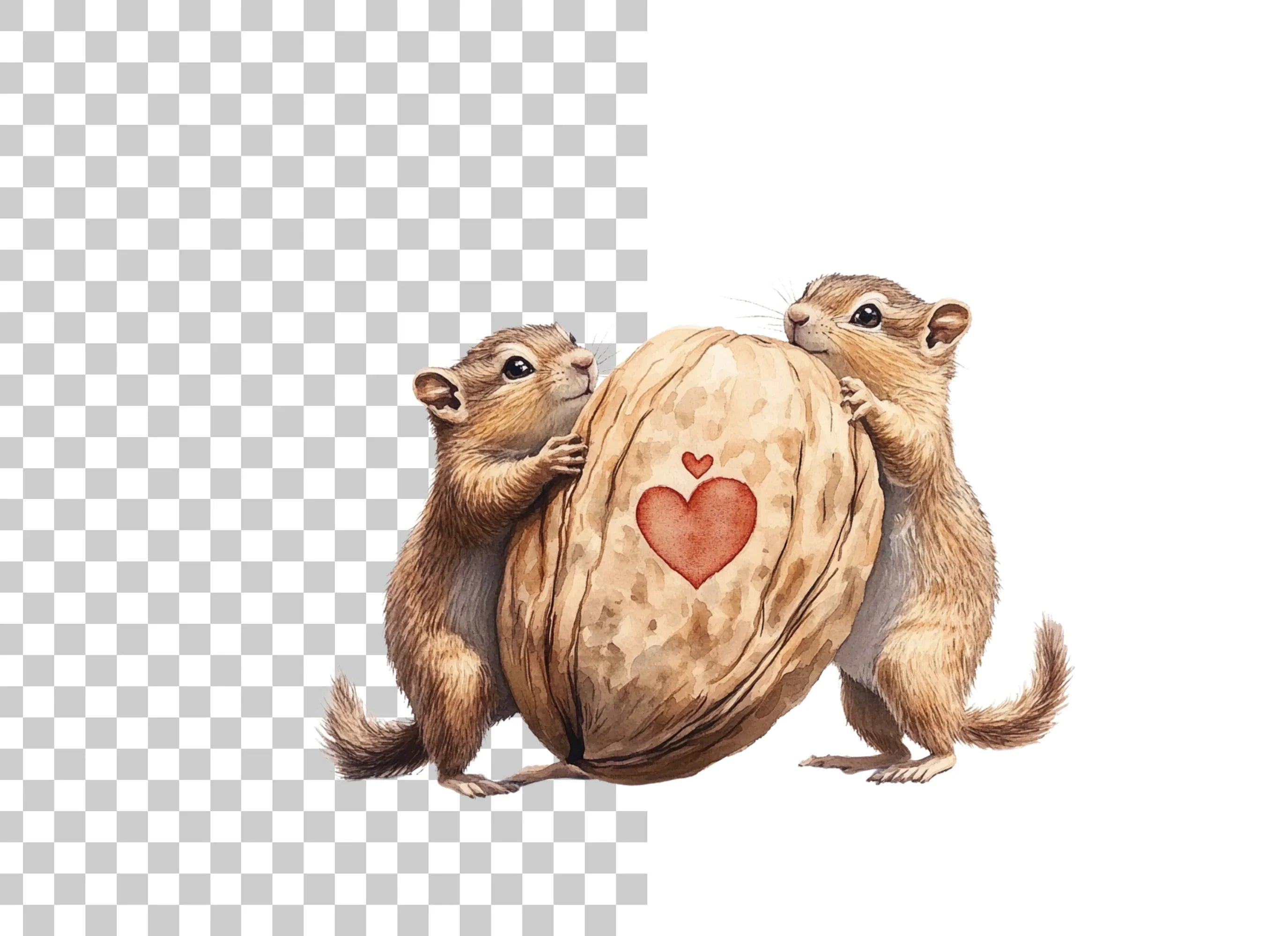 Chipmunk Couple Heart Nut Clipart Bundle