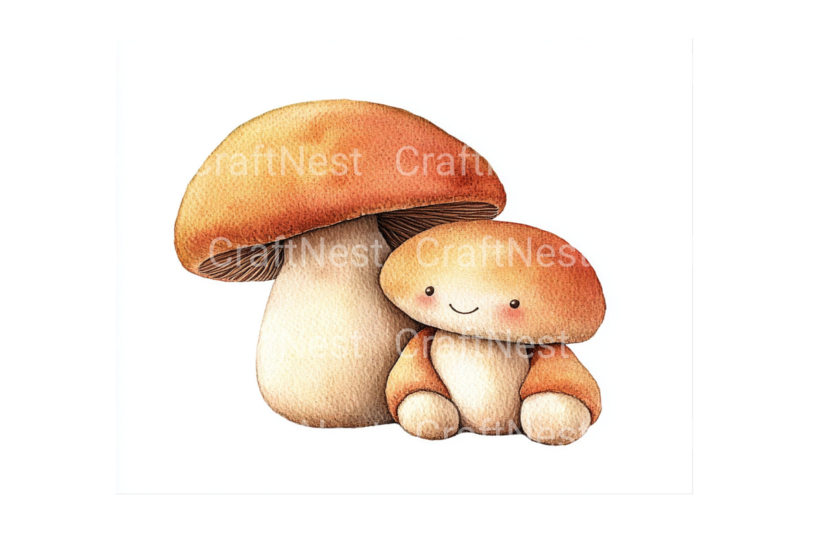 Cute Mushroom Family Edition Clipart Bundle