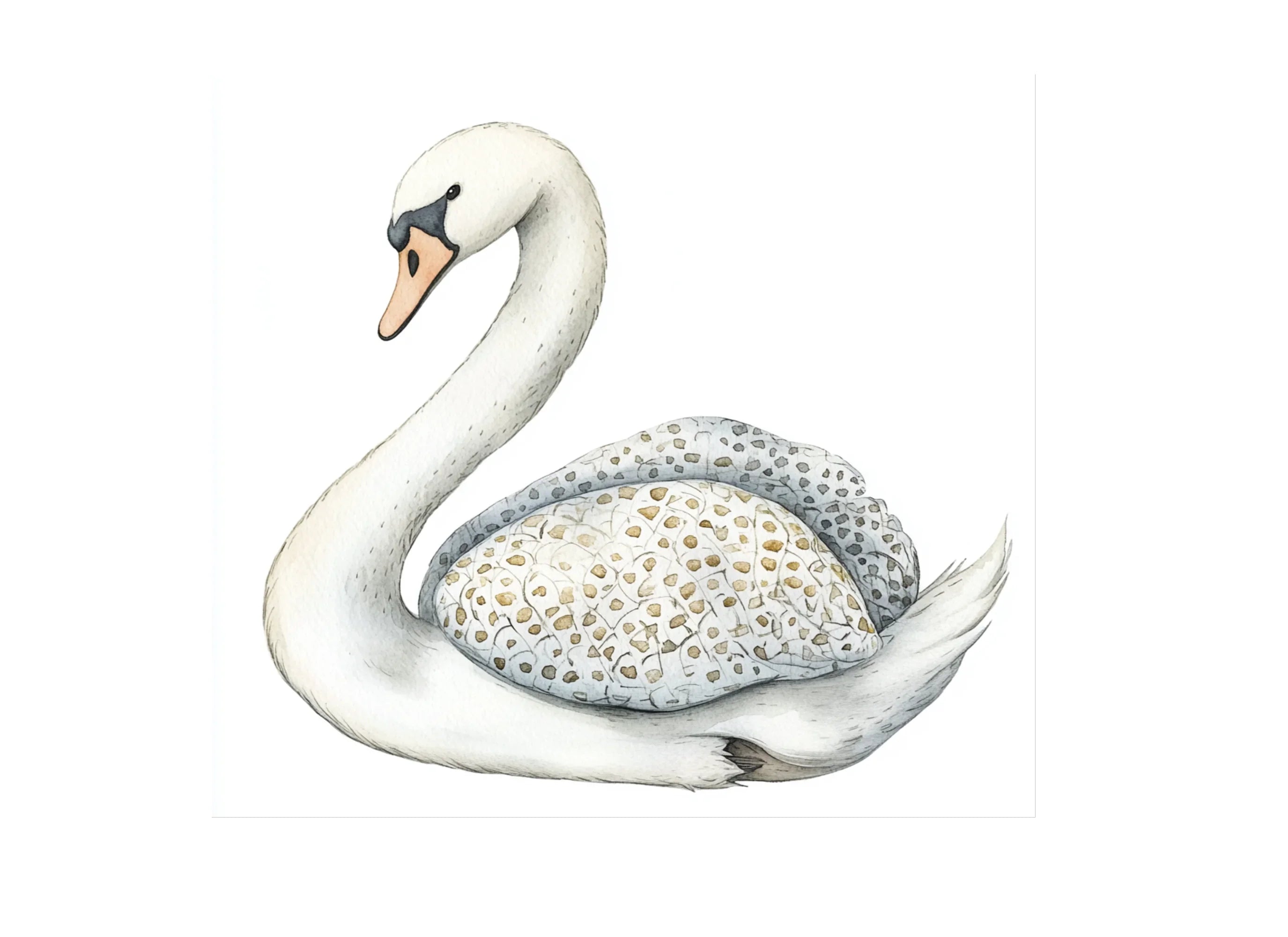 Elegant Swan with Gold Patterns Clipart Bundle