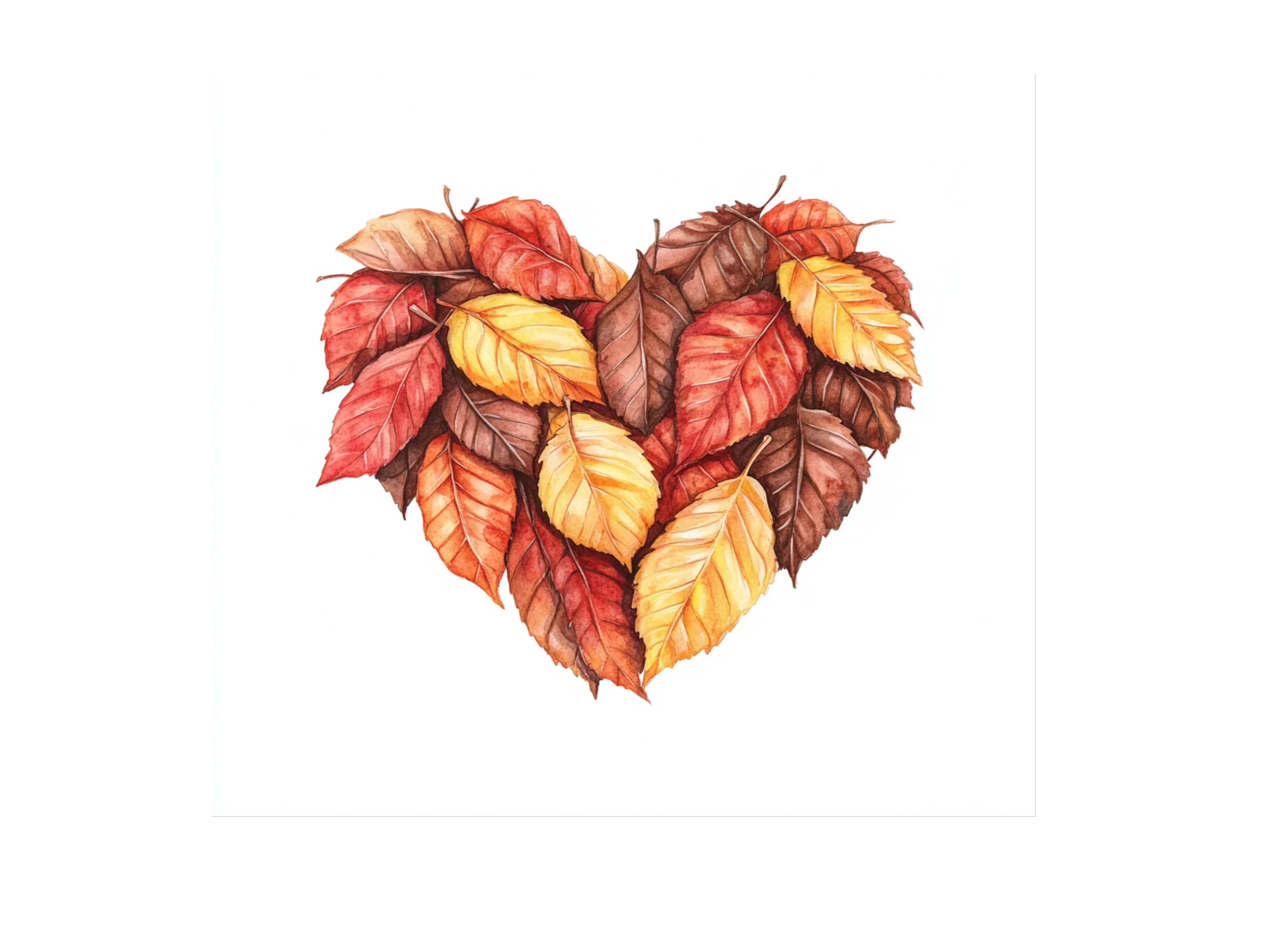 Autumn Leaves Heart Shape Clipart Bundle