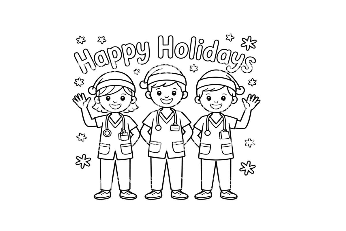 Happy Holidays Medical Staff Coloring Books