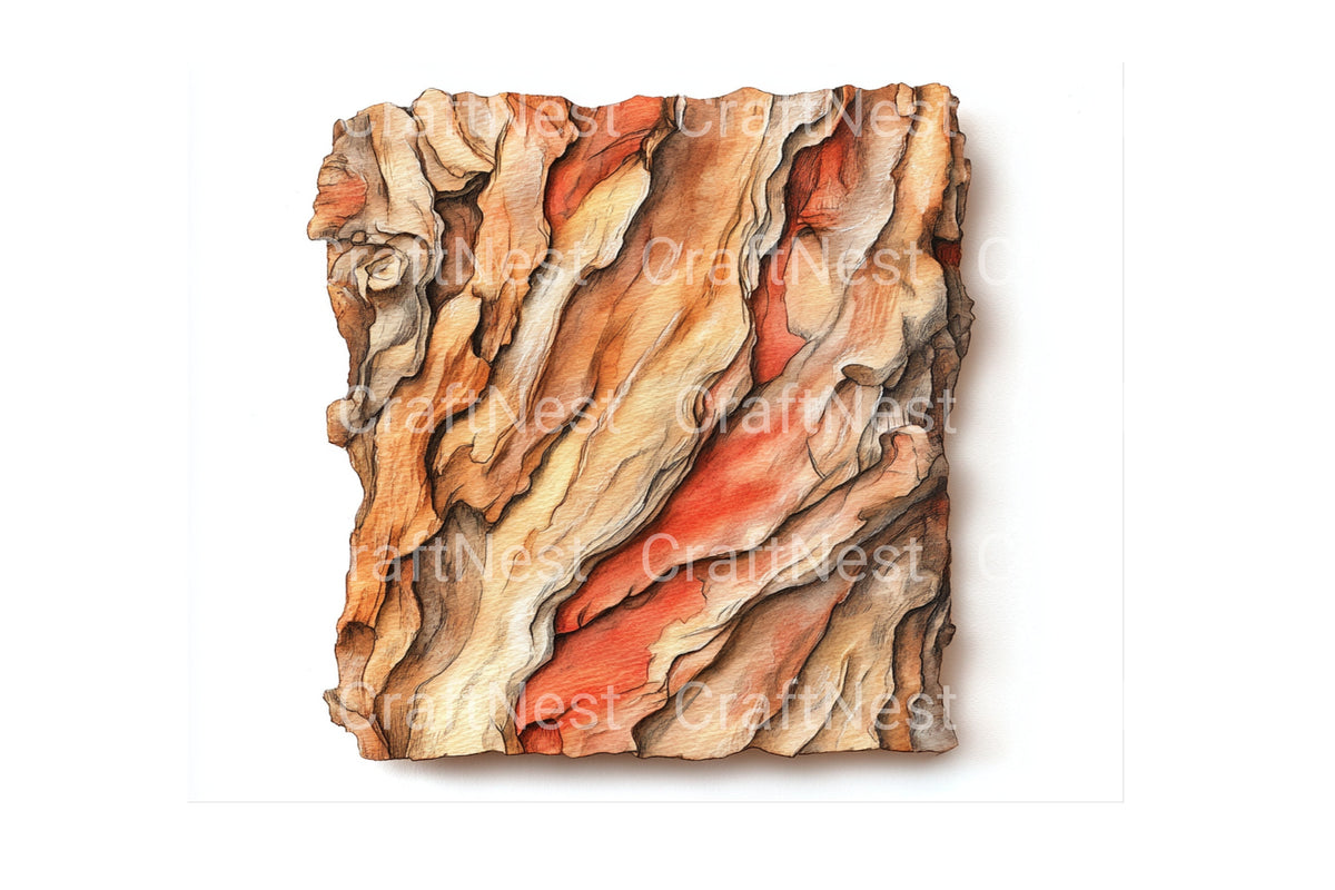 Red Wood Bark Textures Clipart Bundle
