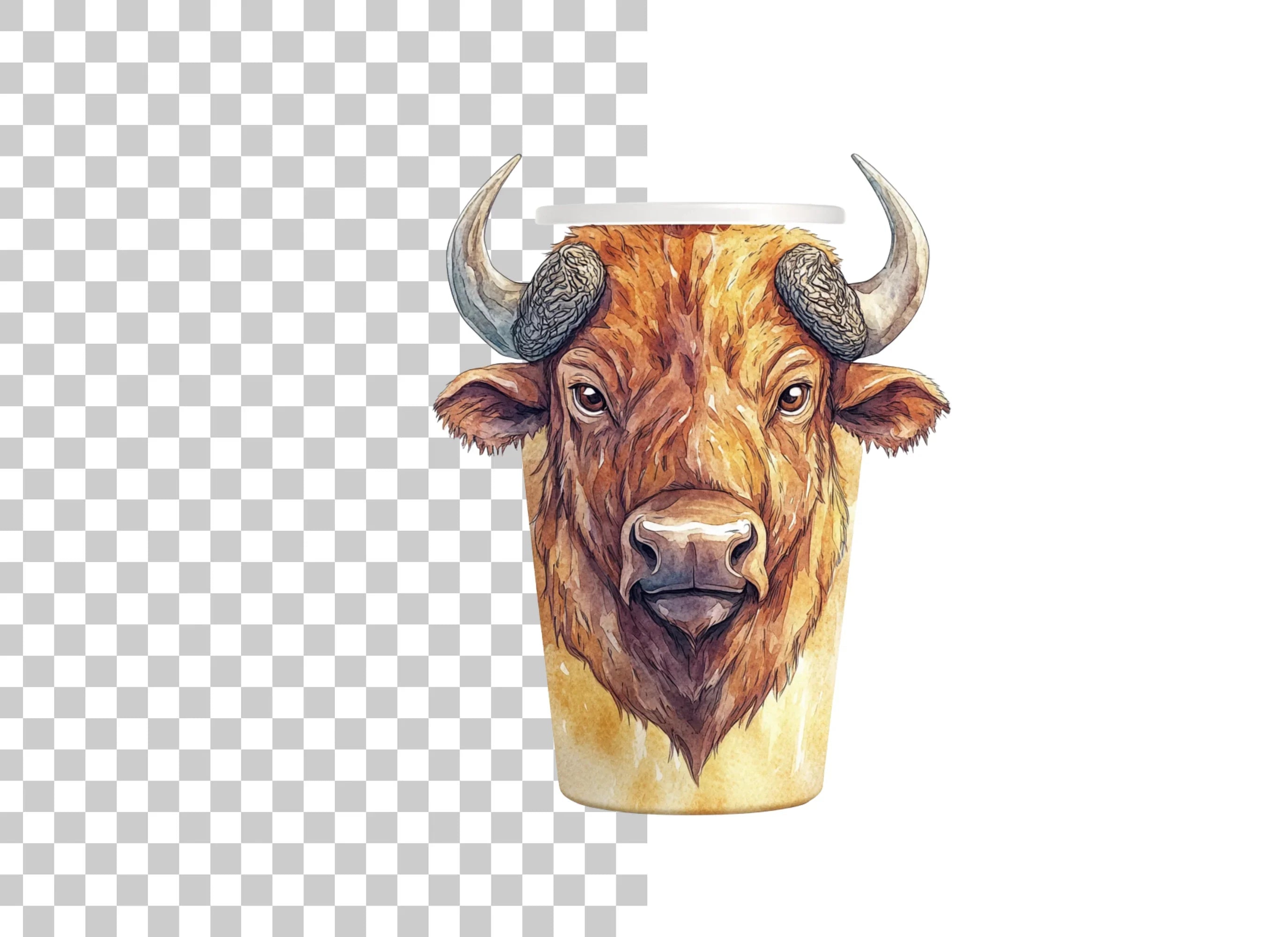 Bison Head Coffee Cup Clipart Bundle