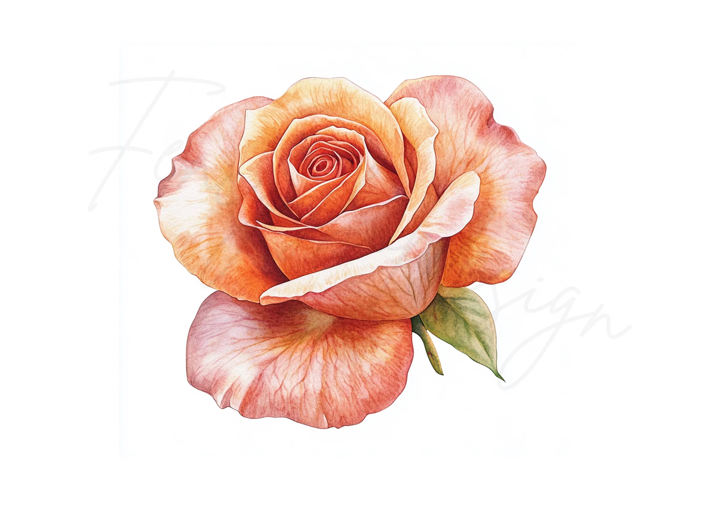 Peach Rose Clipart Bundle