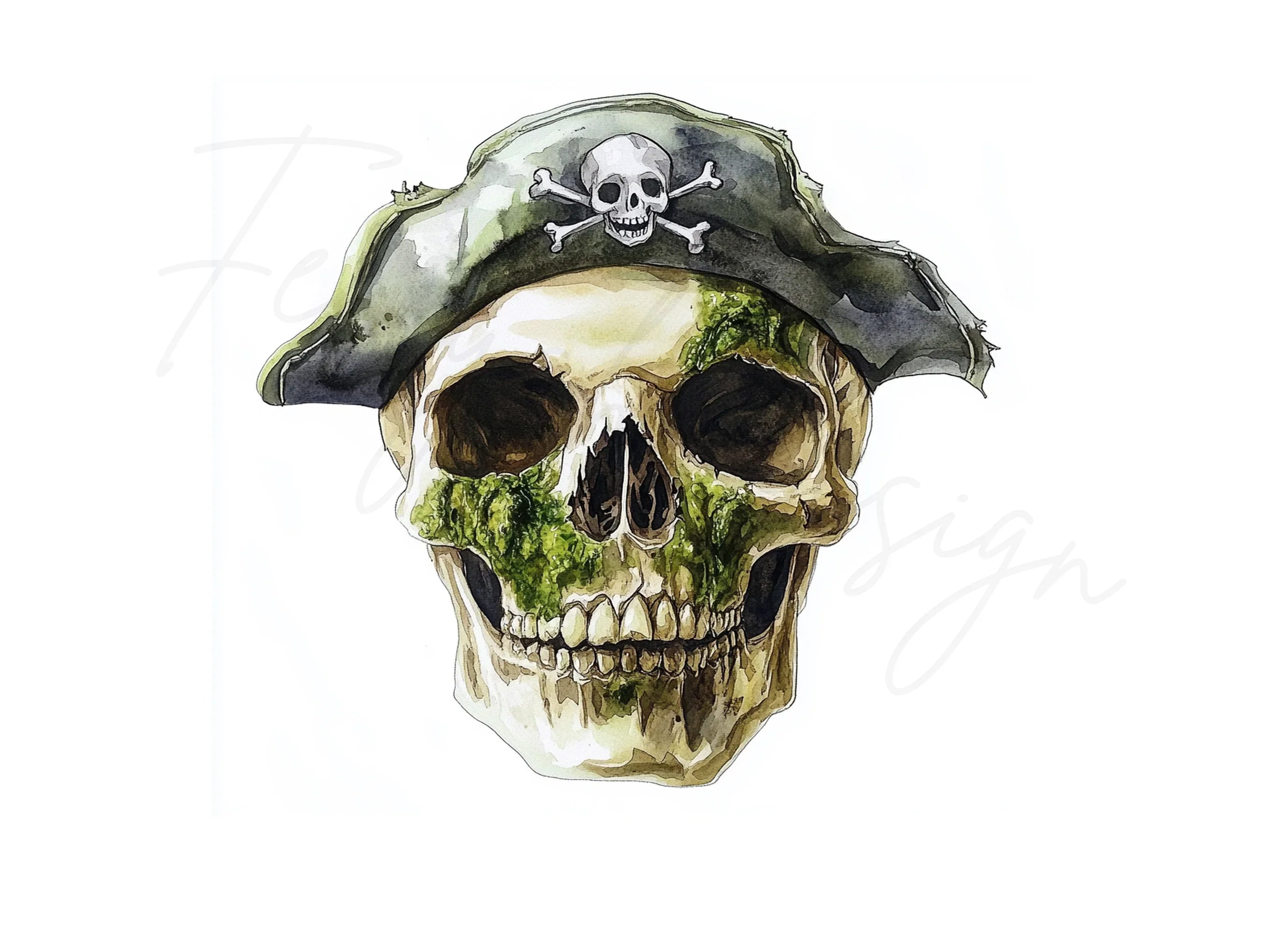 Pirate Skull with Mossy Hat Clipart Bundle