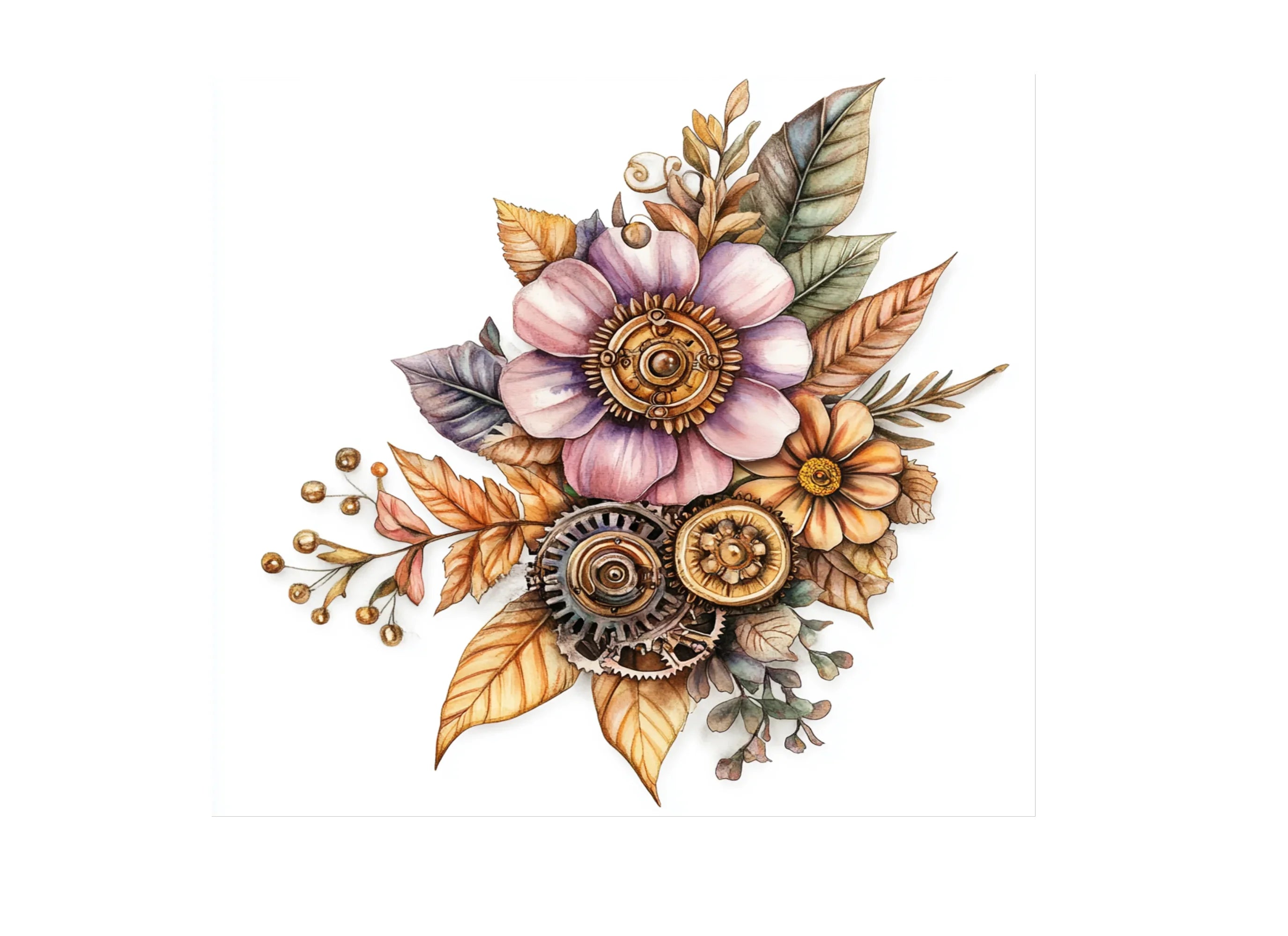 Steampunk Floral Clipart Bundle
