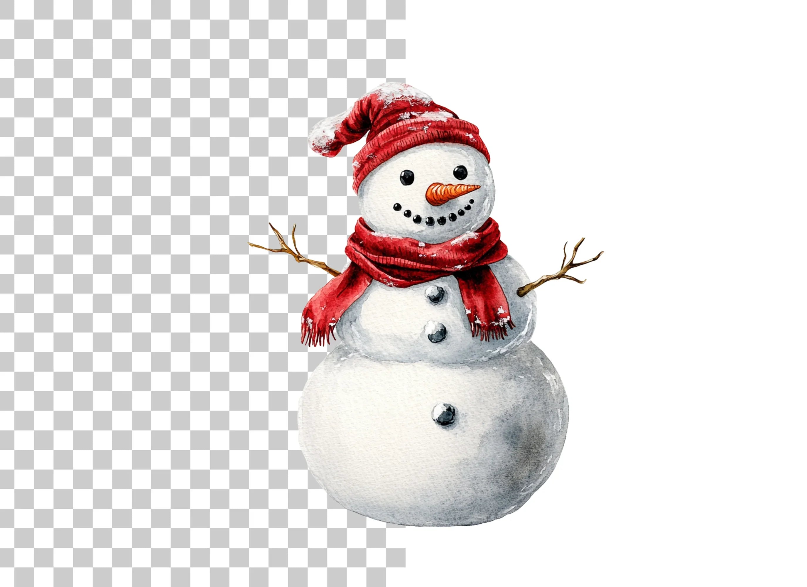 Festive Snowman with Red Scarf Clipart Bundle