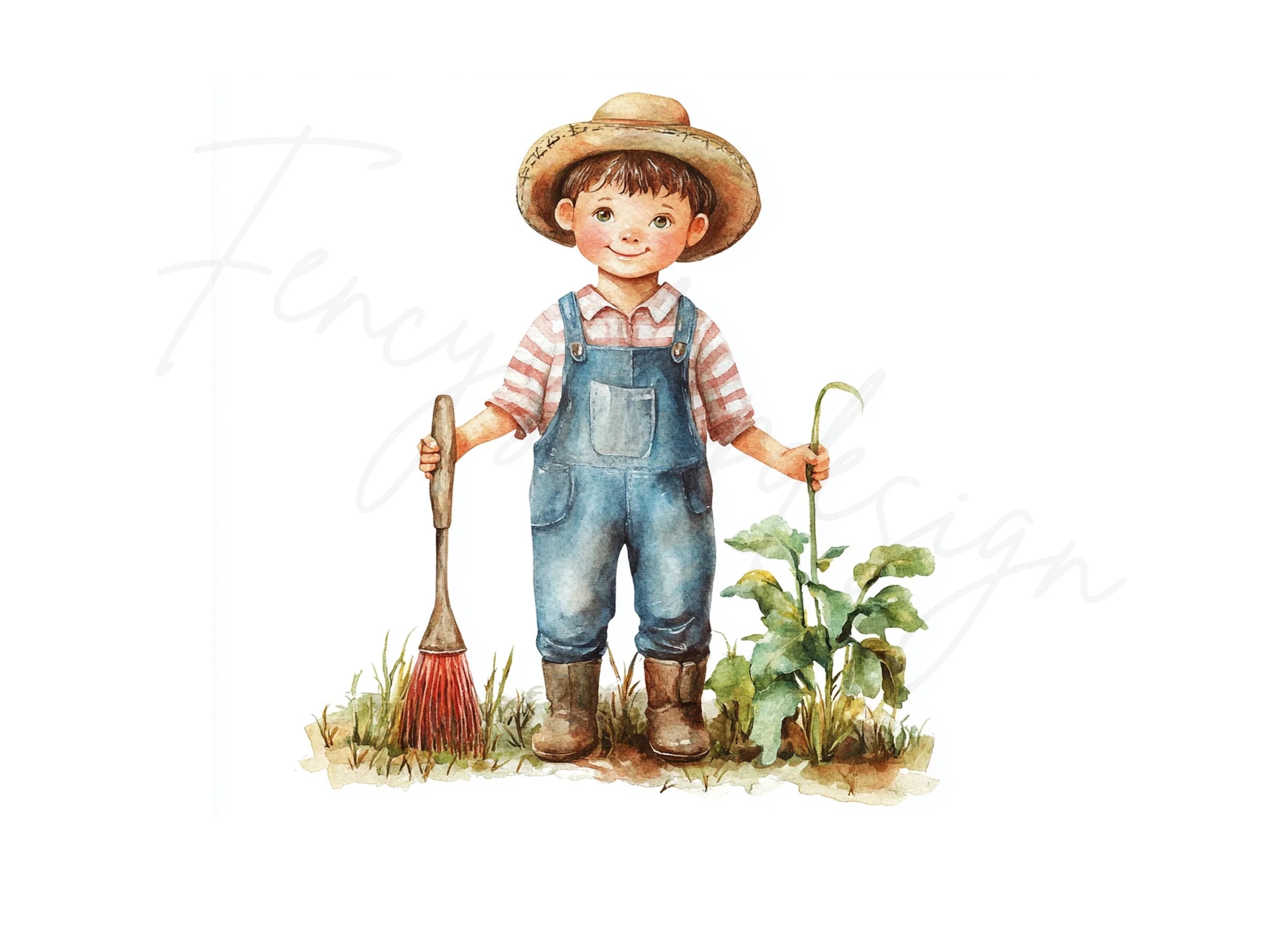 Farm Boy Clipart Bundle