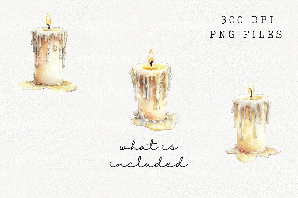 Melting Wax Candles Illustrations Clipart Bundle