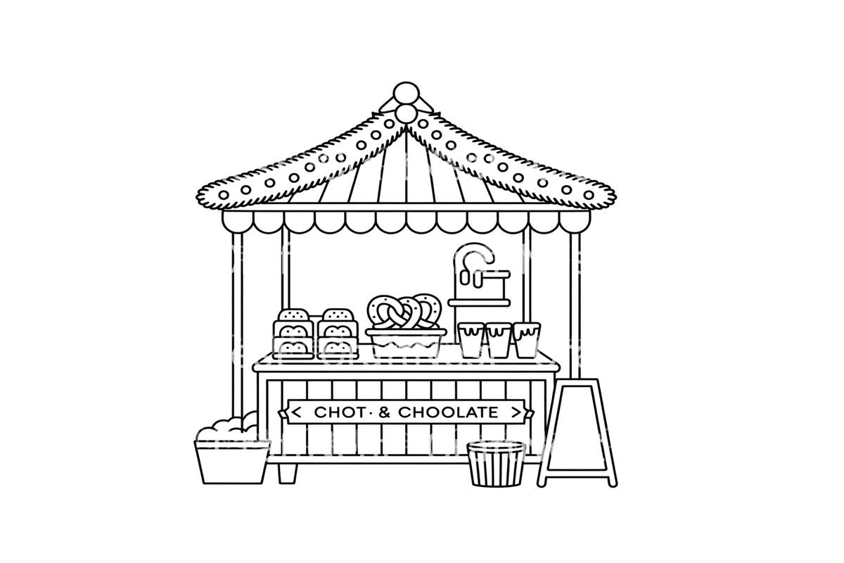 Christmas Market Stalls Coloring Books