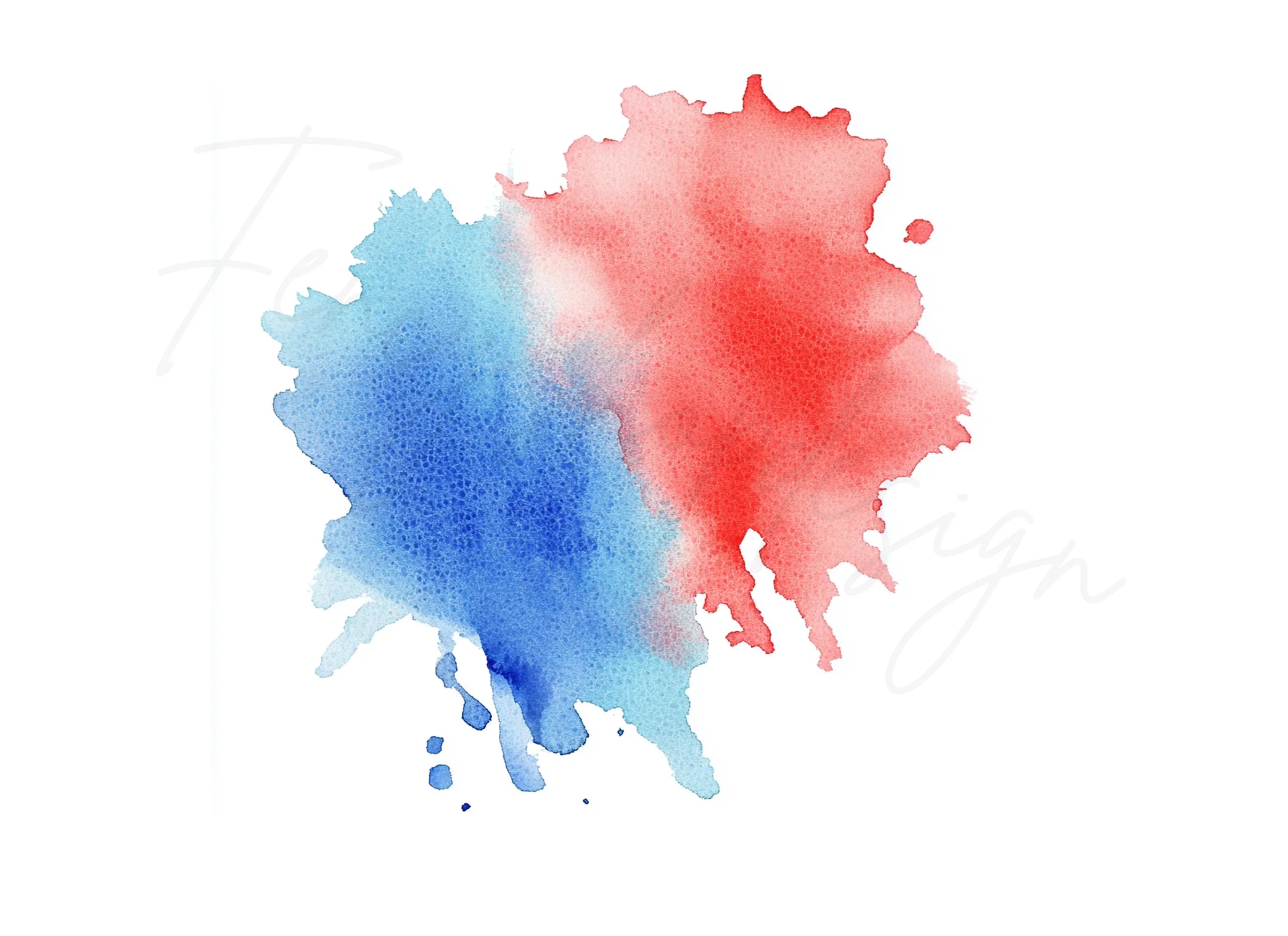 Red and Blue Splash Clipart Bundle