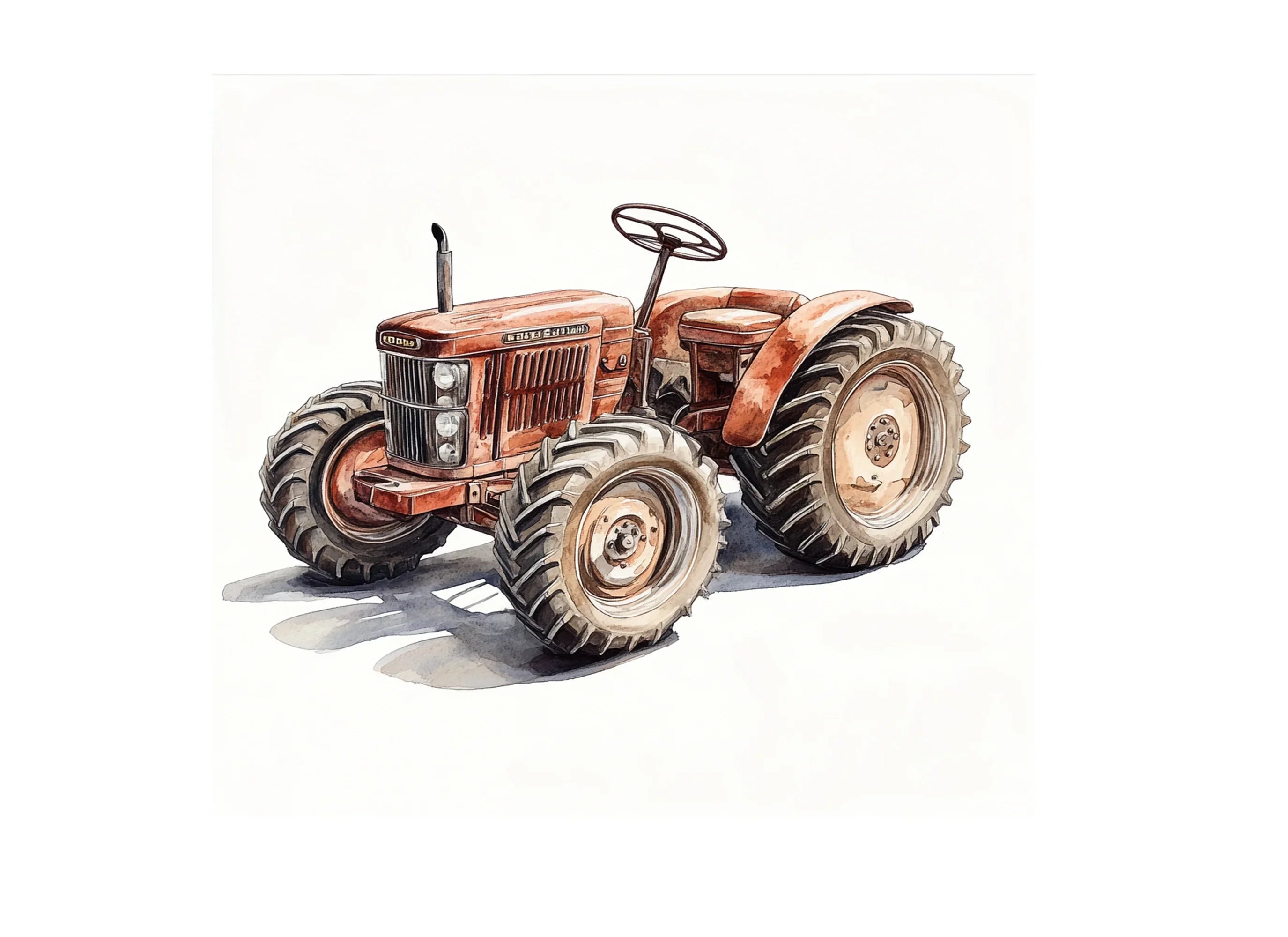 Vintage Red Tractor Clipart Bundle