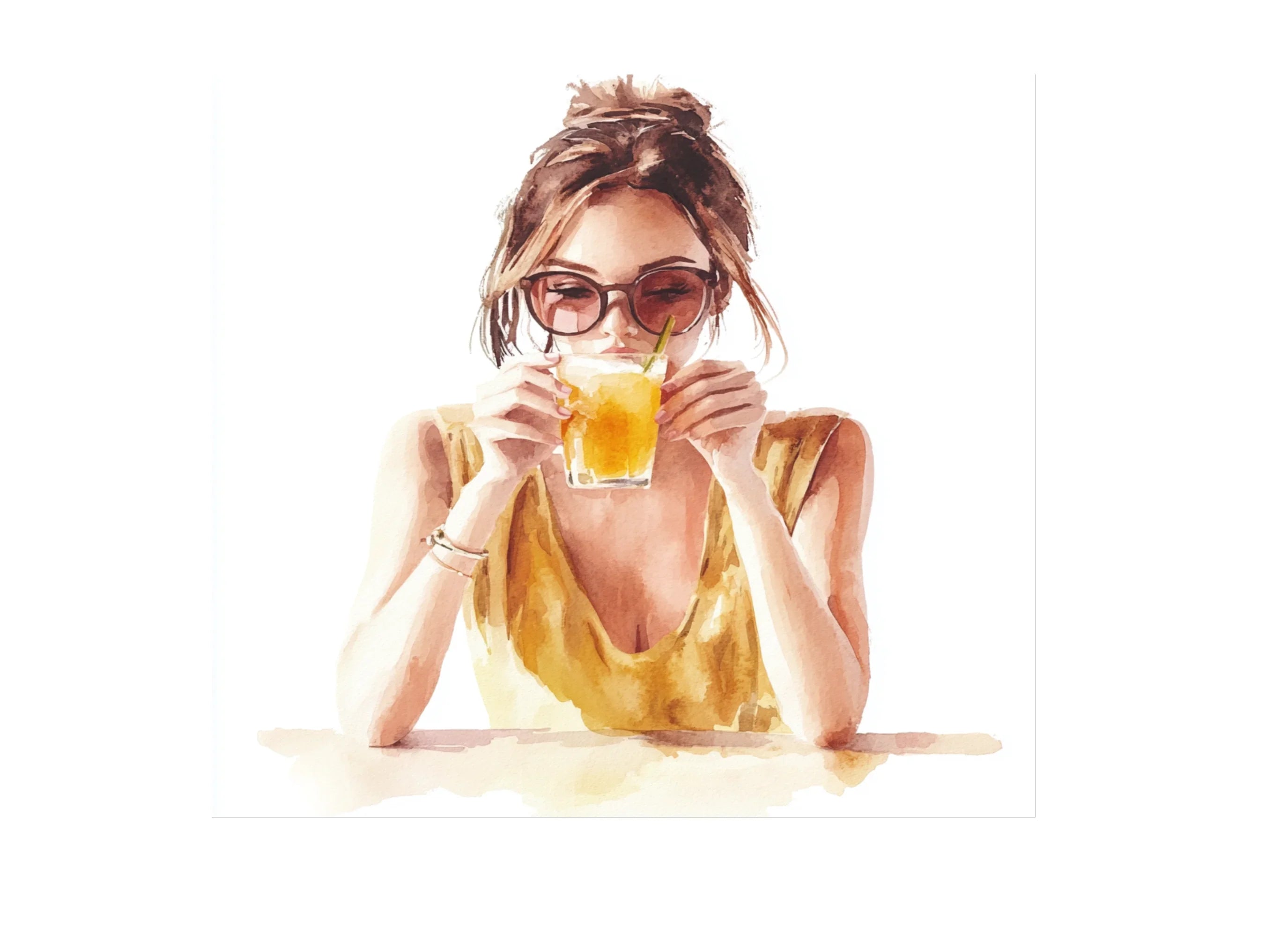 Girls with Summer Drinks Clipart Bundle