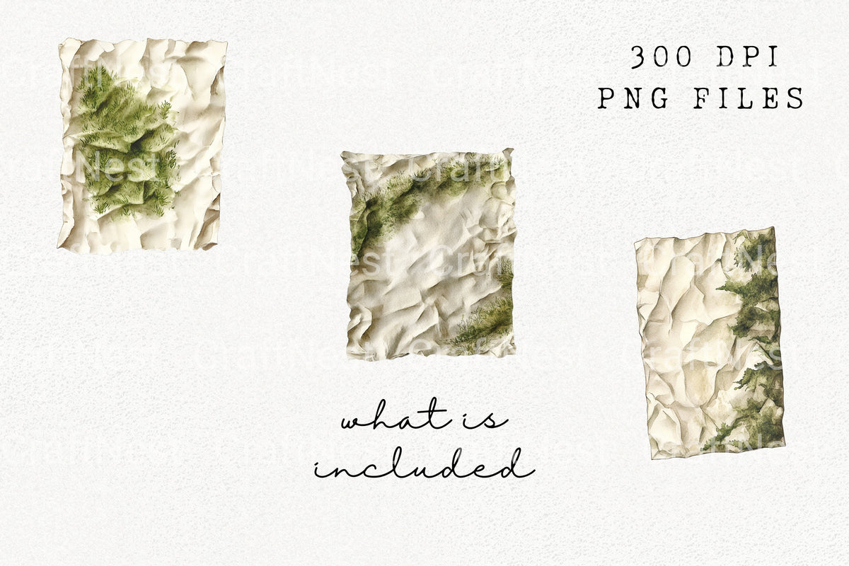 Mossy Crumpled Graphics Clipart Bundle