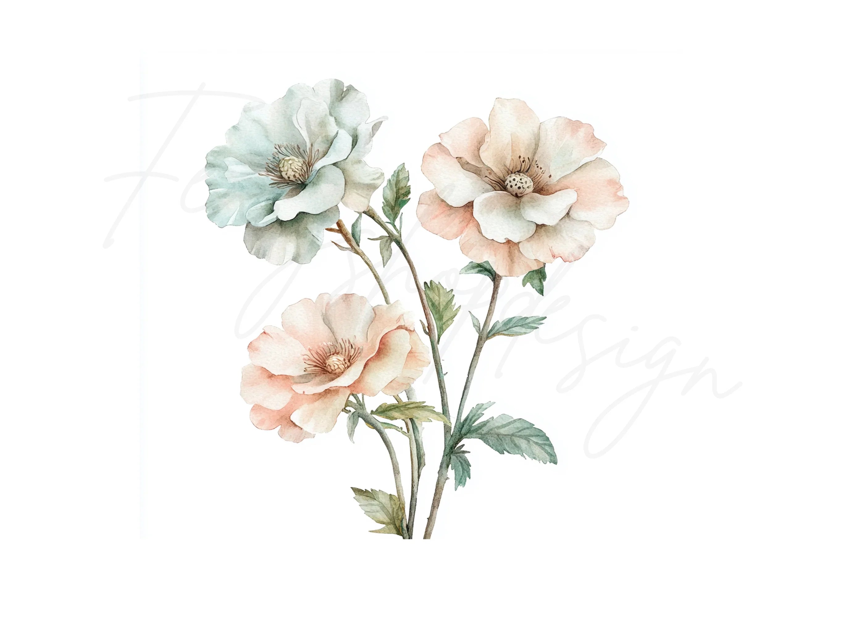 Pastel Flower Bouquets Clipart Bundle