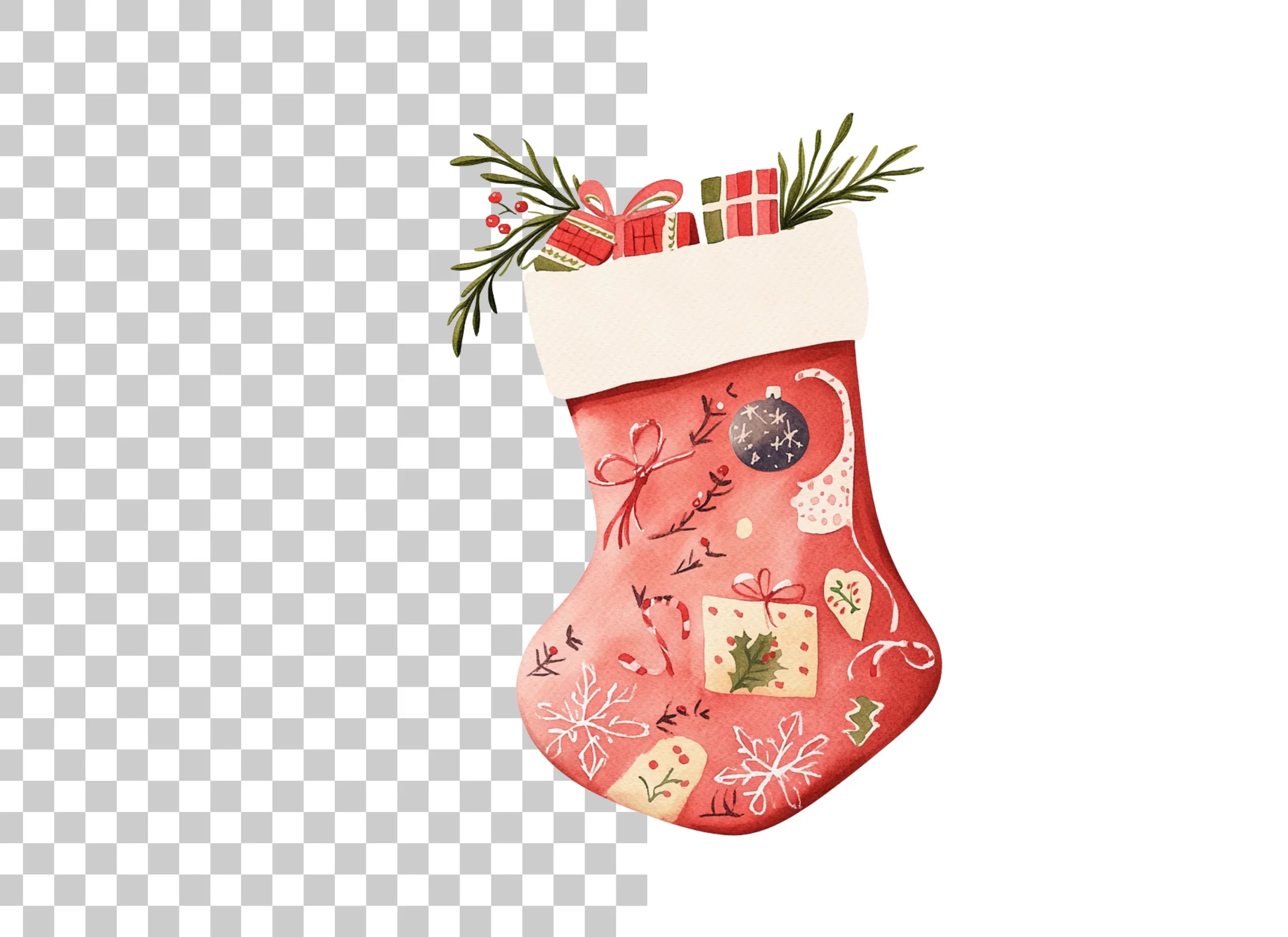 Festive Christmas Stocking Clipart Bundle