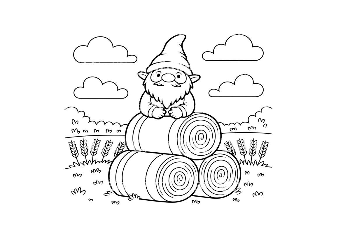 Autumn Gnome Hay Bale Coloring Books