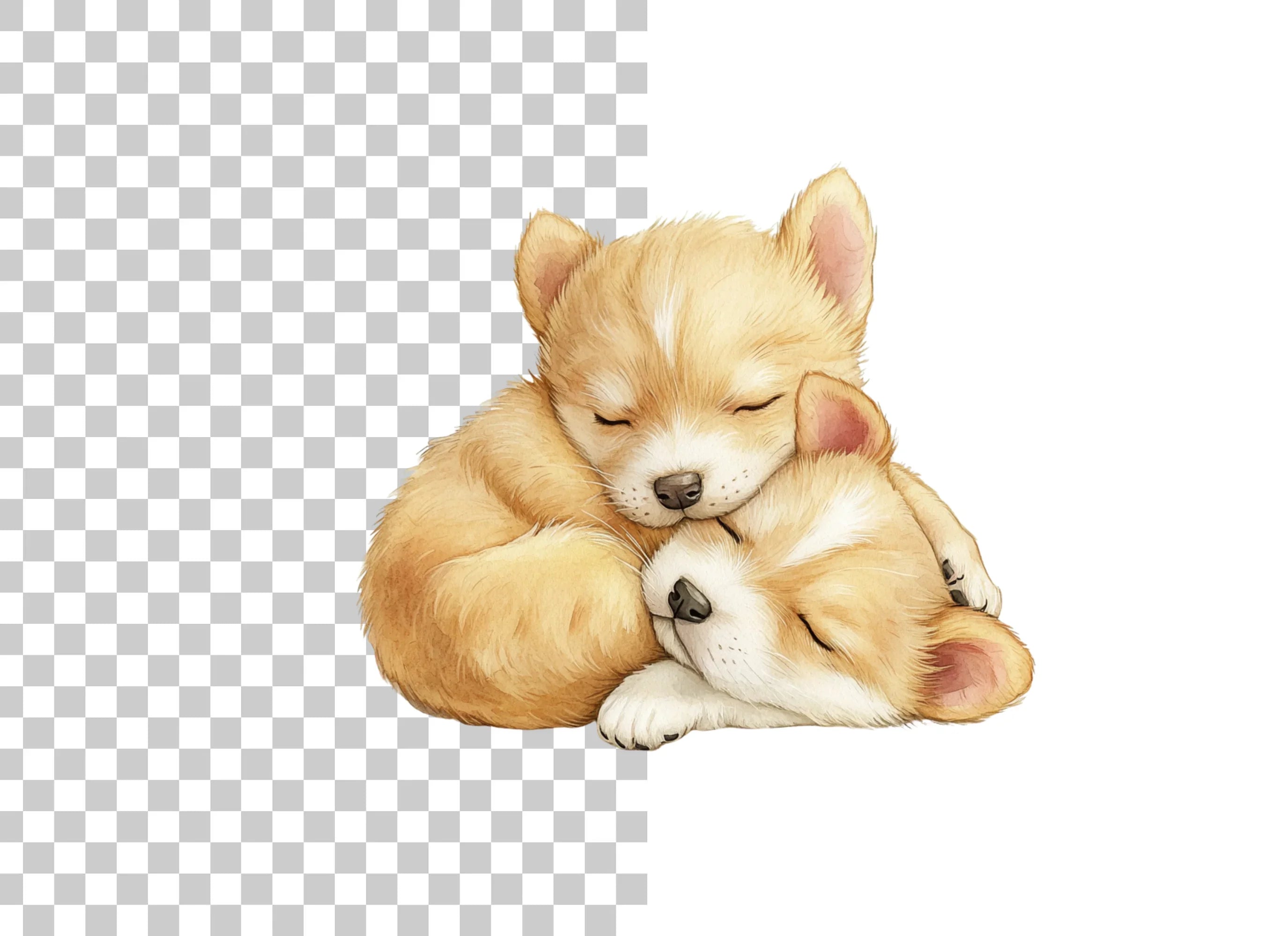 Adorable Sleeping Puppy Pairs Clipart Bundle