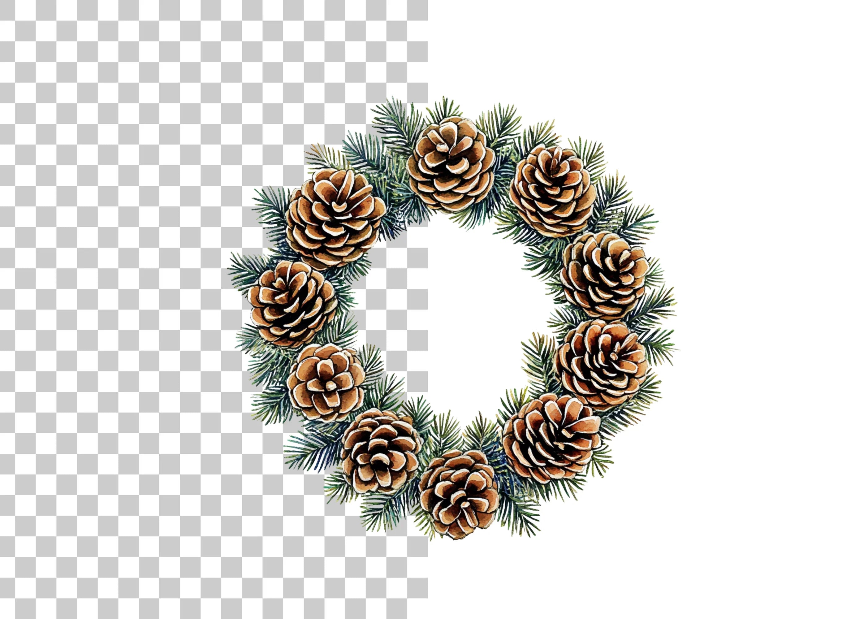 Pinecone Wreaths Clipart Bundle