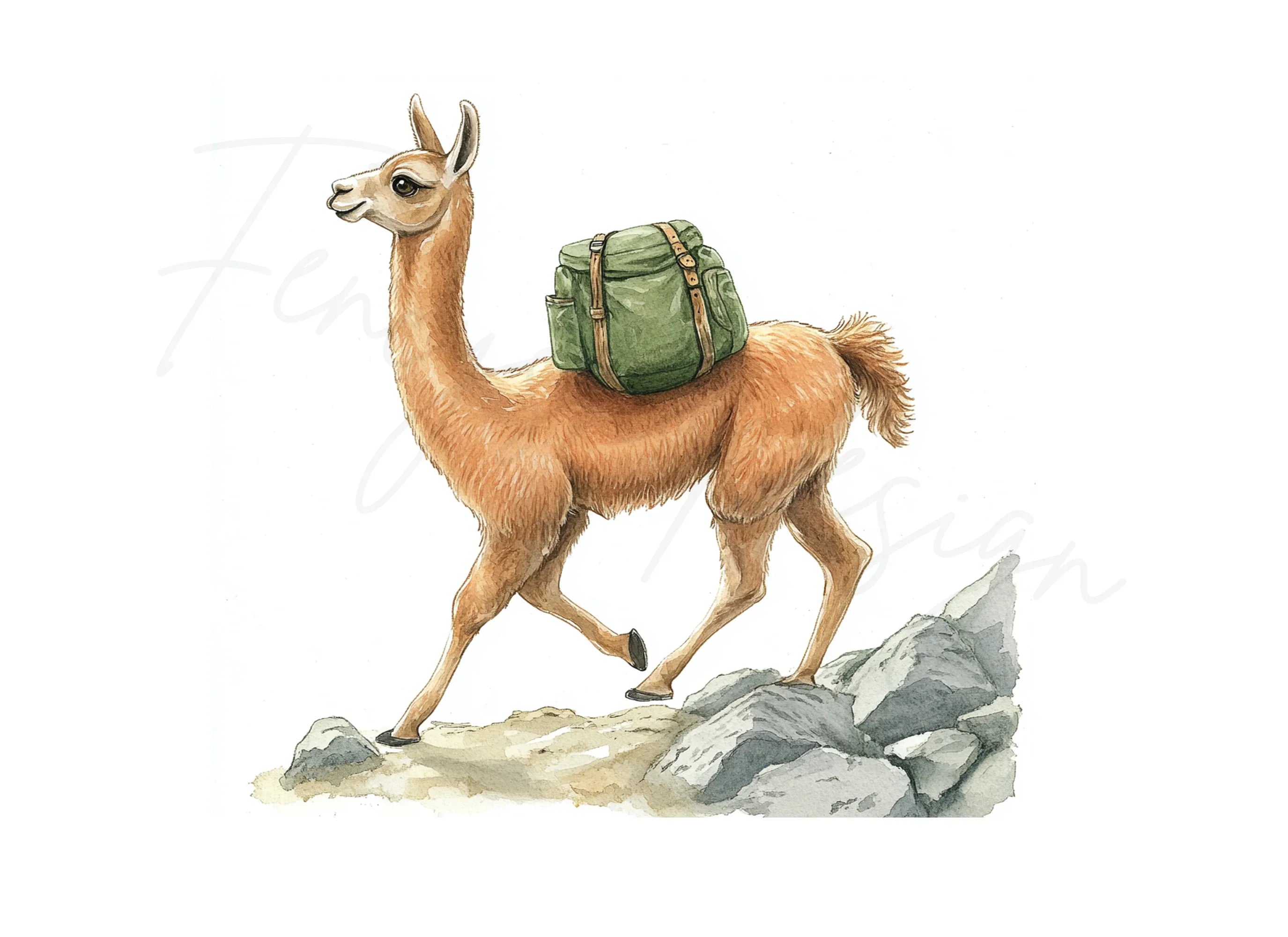 Llama Hiking Adventure Clipart Bundle