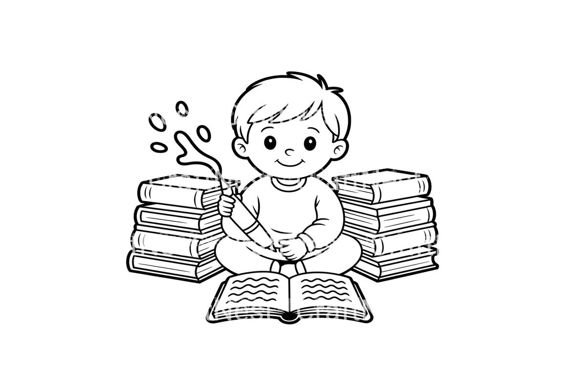 Kids Reading and Learning Coloring Books